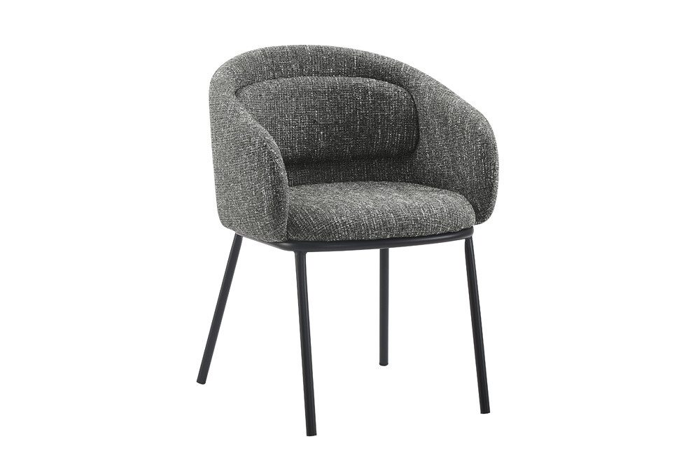 riess-ambiente Esszimmerstuhl FLORENZ granitgrau / schwarz - Strukturstoff, Metall, mit Armlehne (Einzelartikel, 1 St), Retro-Polsterstuhl - ideal für Ess-, Arbeits-, Wohnzimmer und Büro
