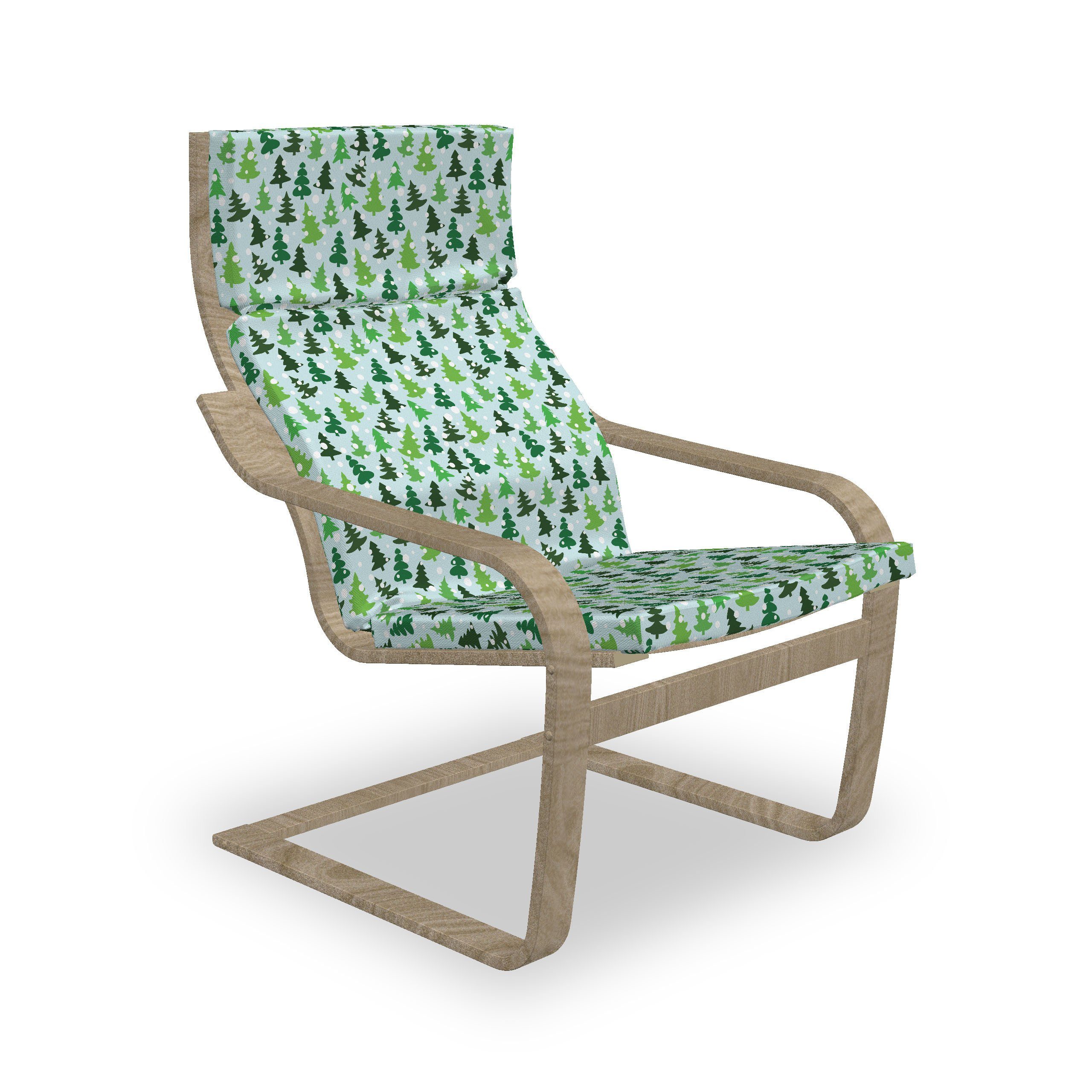 Abakuhaus Stuhlkissen Sitzkissen mit Stuhlkissen mit Hakenschlaufe und Reißverschluss, Northwoods grüne Silhouetten