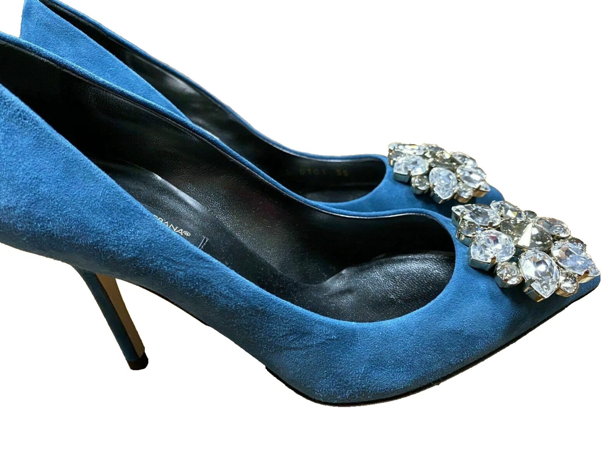 DOLCE & GABBANA High Heels aus Veloursleder mit Kristall-Applikation Pumps Kristall-Applikation Juwelen-Stil als opulenter Blickfang