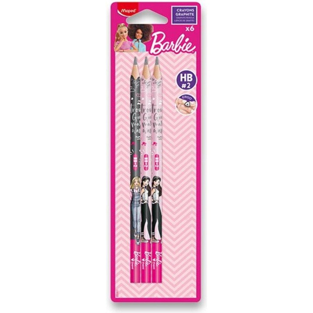 MAPED Bleistift maped Barbie Bleistifte HB rosa, grau, 6 St.