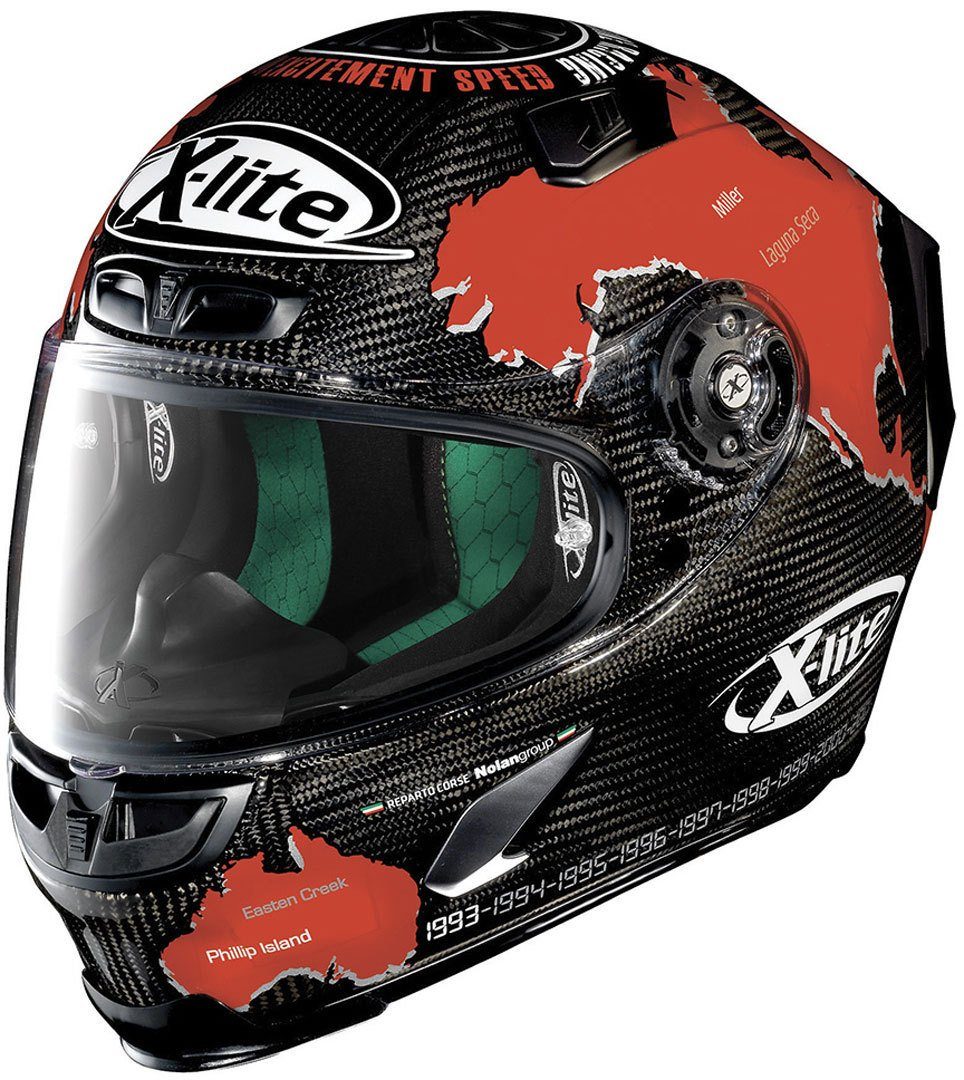 X-lite Motorradhelm X-803 Ultra Carbon Checa Integral Helm, Notfallsystem-Polsterung (EQRS)