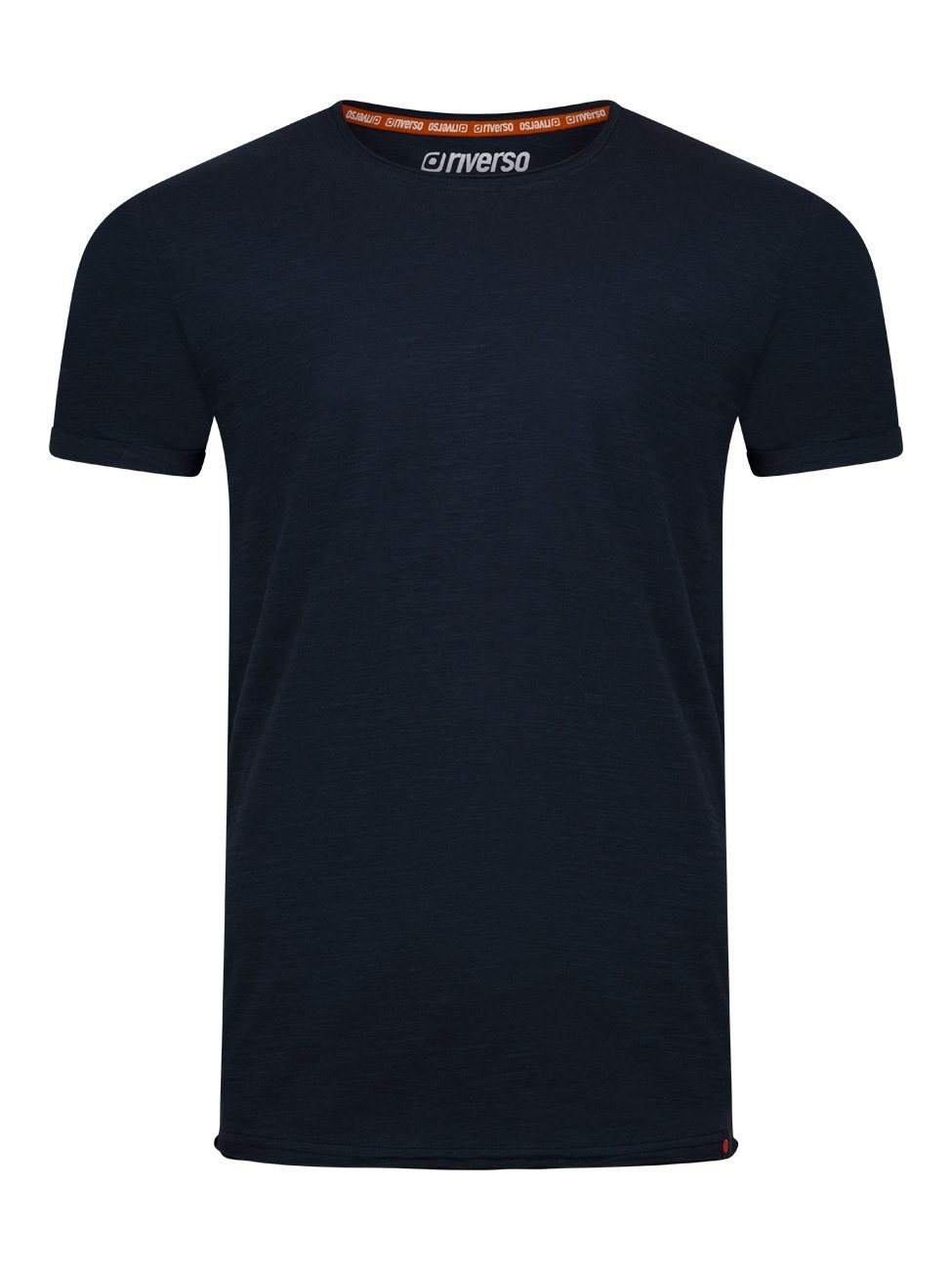 riverso Shirt RIVLenny Kurzarm (1-tlg) 100% Regular Navy Baumwolle Shirt Fit mit Herren T-Shirt aus Tee Basic Rundhalsausschnitt