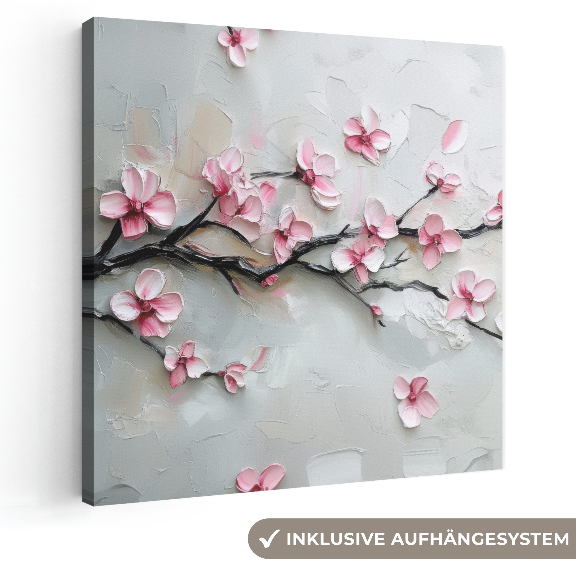 OneMillionCanvasses® Leinwandbild Blüte - Künstlerisch - Rosa - Sakura, Fotodruck (1 St), Wandbild, Deko Schlafzimmer Wohnzimmer Flur 20x20 cm