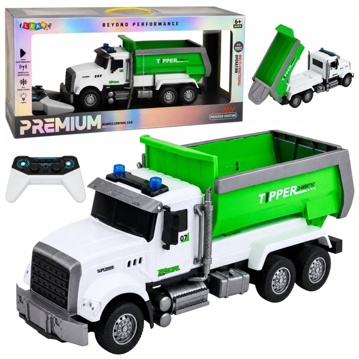 Wisam RC-Auto Ferngesteuerter RC-Kipper mit beweglicher Ladefläche, Grün, Maßstab