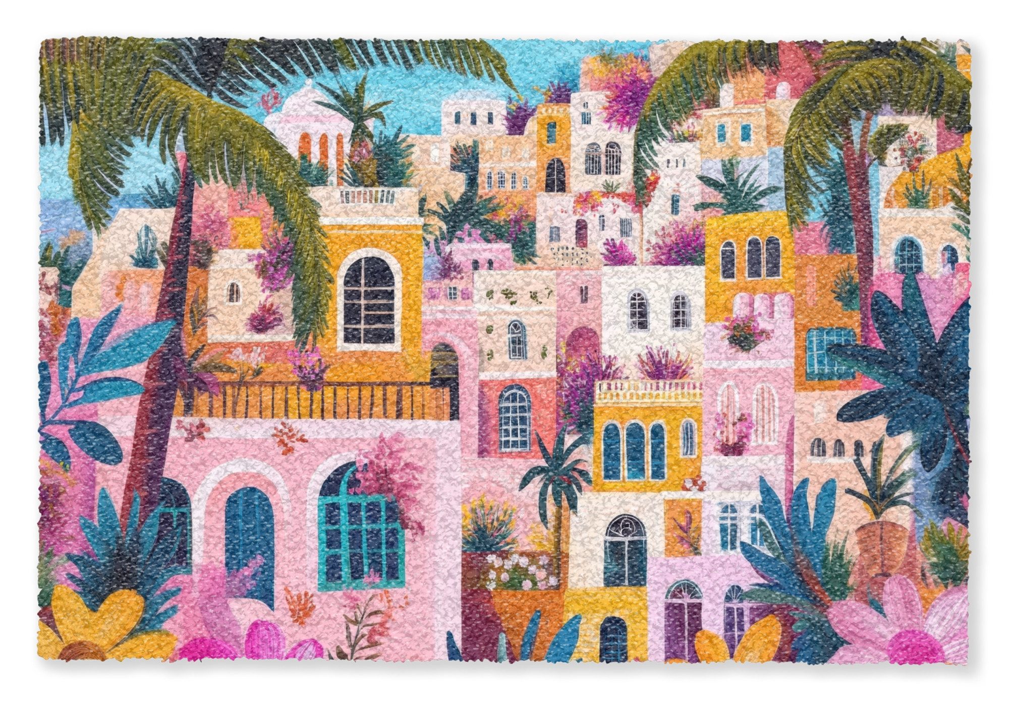 MuchoWow Fußmatte Bunt - Rosa - Orange - Gelb - Blumen, Rechteckig, innen S günstig online kaufen