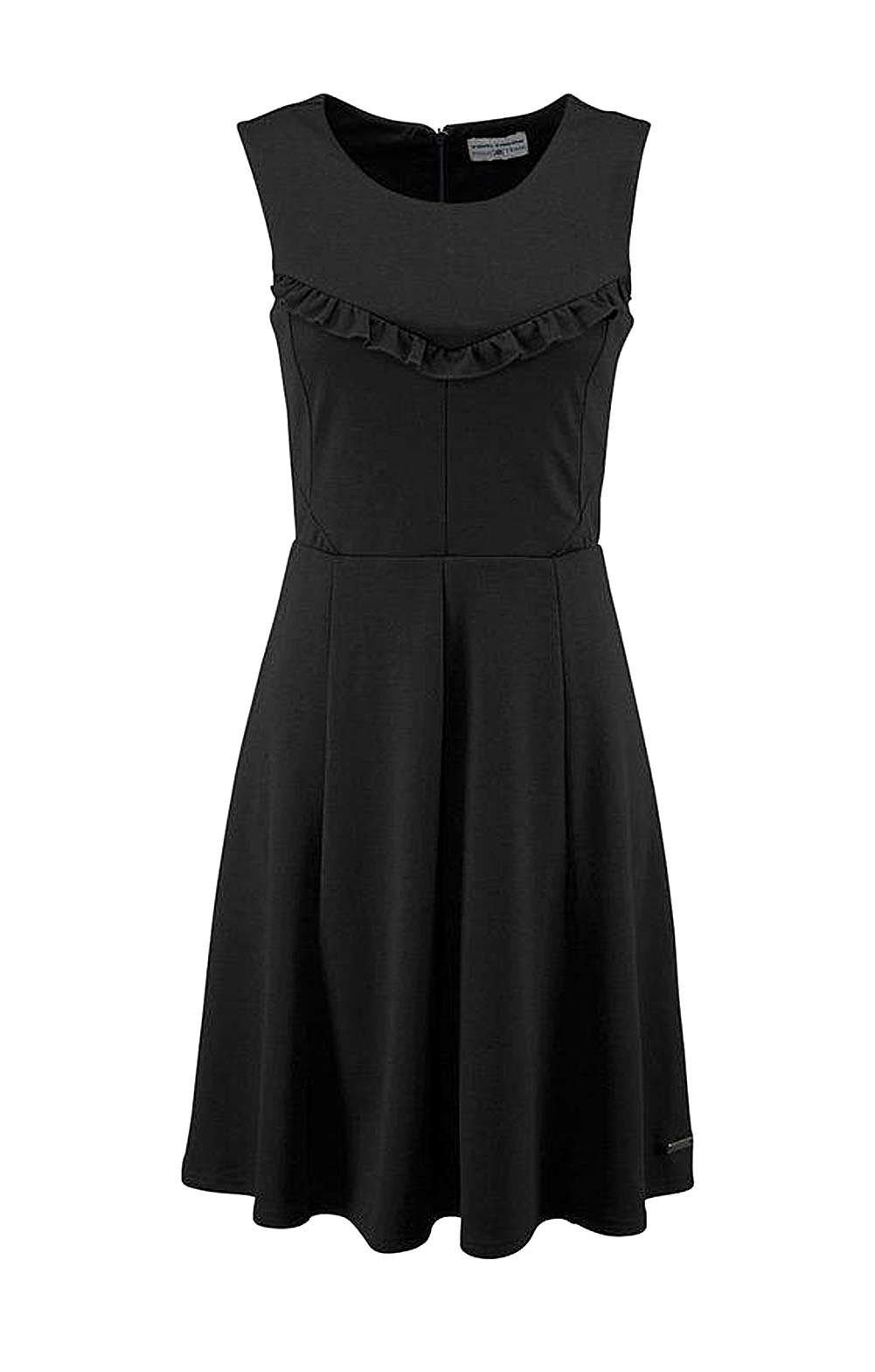 Abendkleid mit Tailor Tom Damen Rüschen, schwarz Marken-Kleid TOM TAILOR