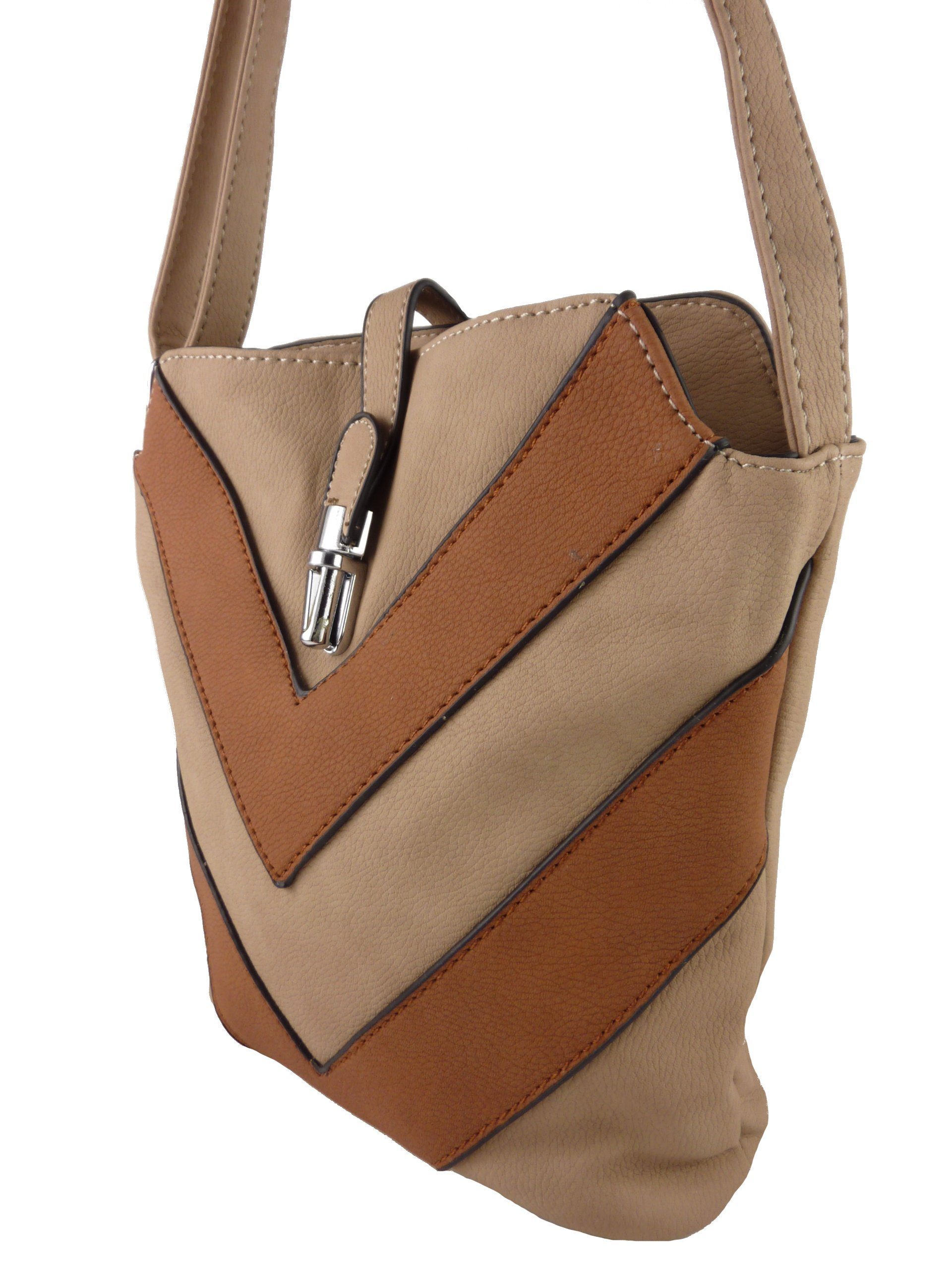 Taschen4life Umhängetasche kleine Tasche zum umhängen H0447, als Schultertasche & cross over tragbar, zweifarbiges Streifen Muster