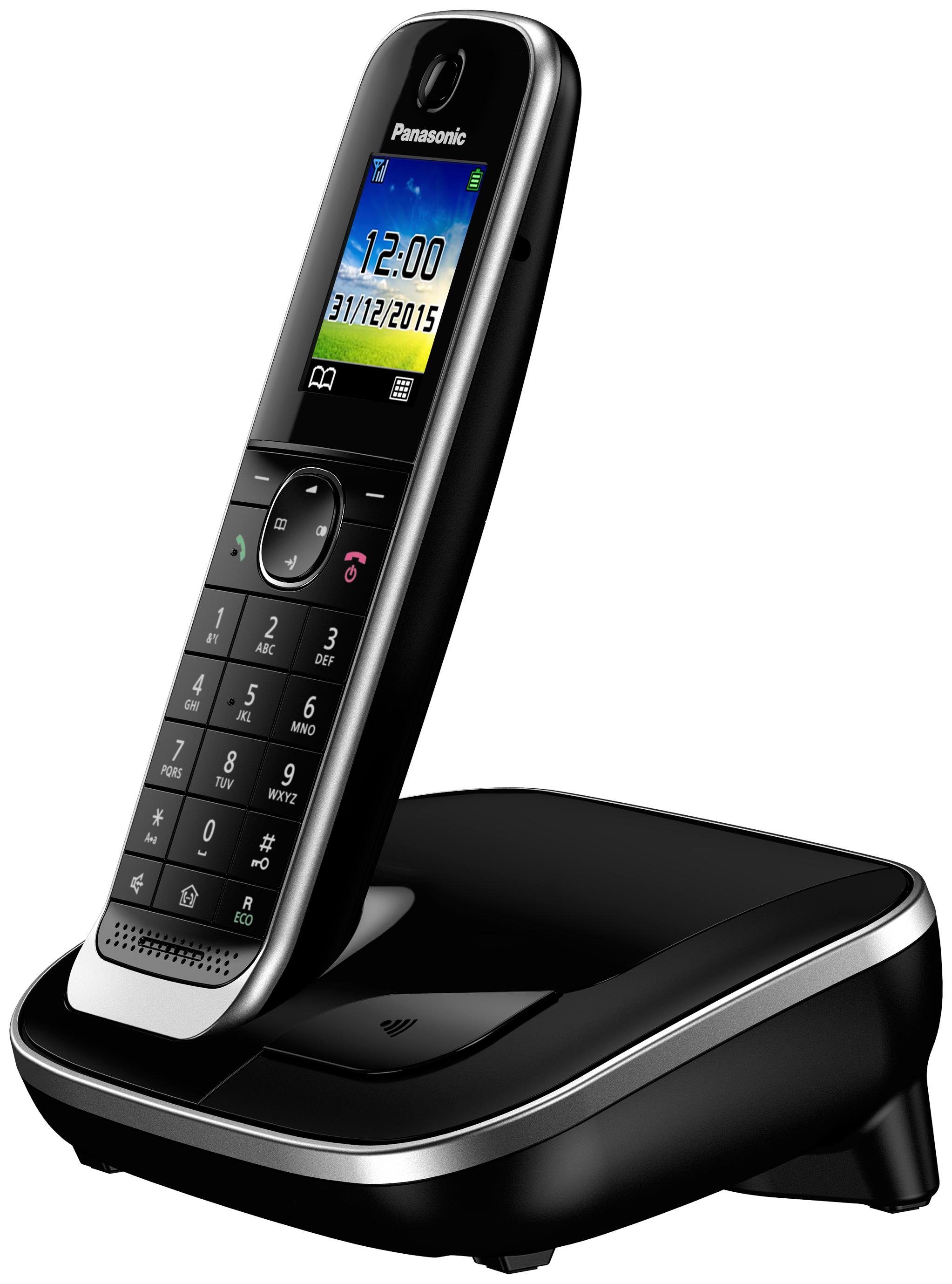 DECT-Telefon Freisprechen) 1, Schnurloses Panasonic schwarz (Mobilteile: Weckfunktion, KX-TGJ310