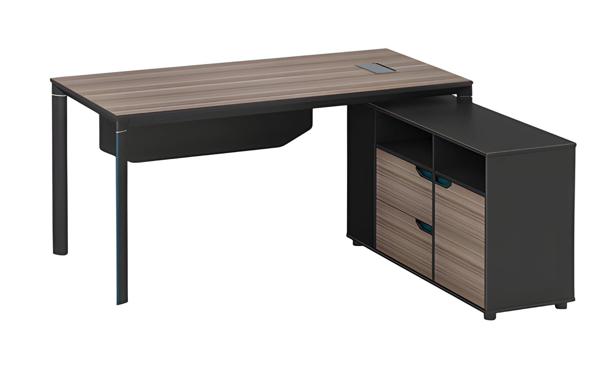 JVmoebel Eckschreibtisch Winkelschreibtisch in Holzoptik Braun Schwarz mit Stauraum (1-St., 1 Eckschreibtisch), Made in Europe