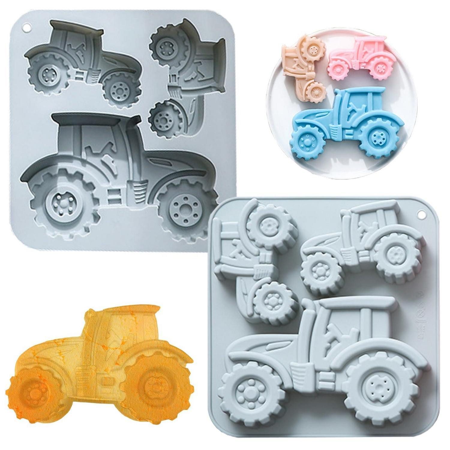 LuxusKollektion Silikonform Traktor Kuchenform 2 Stk. Blau