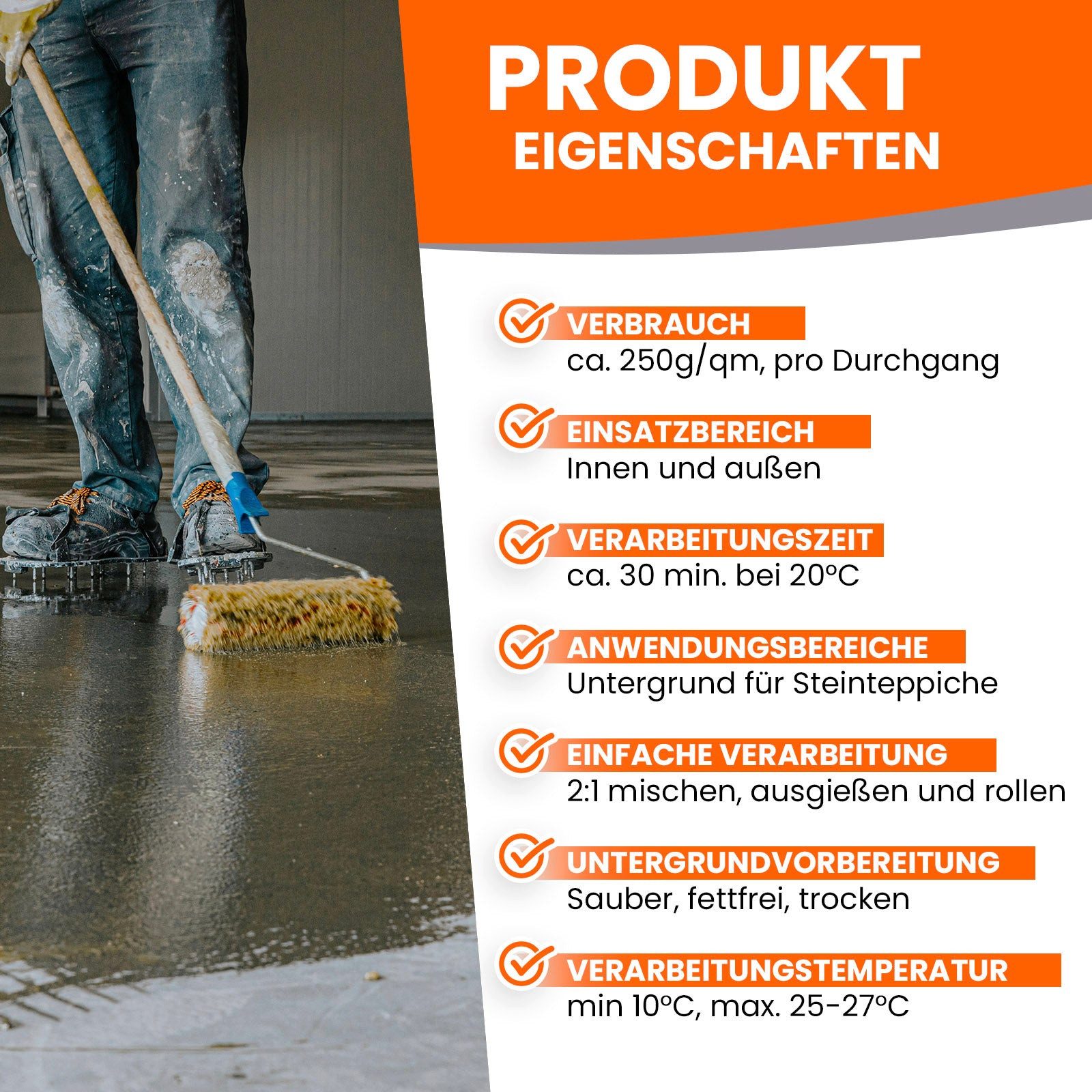 BEKATEQ Bodenversiegelung BK-620EP Steinteppich Grundierung, für Natursteinteppich Beton Estrich Fliesen – Bild 3 von 5