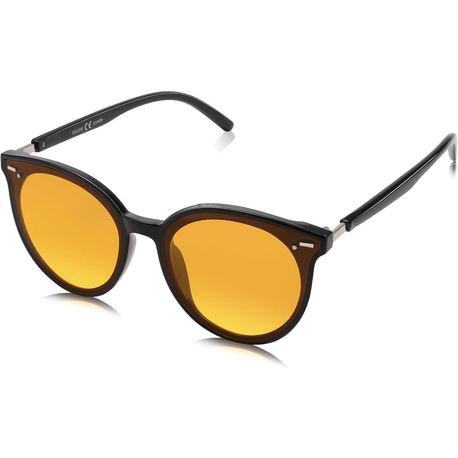 LuxusKollektion Retrosonnenbrille Sonnenbrille Retro Runde Damen Herren Schwarz Rahmen Orange Linse