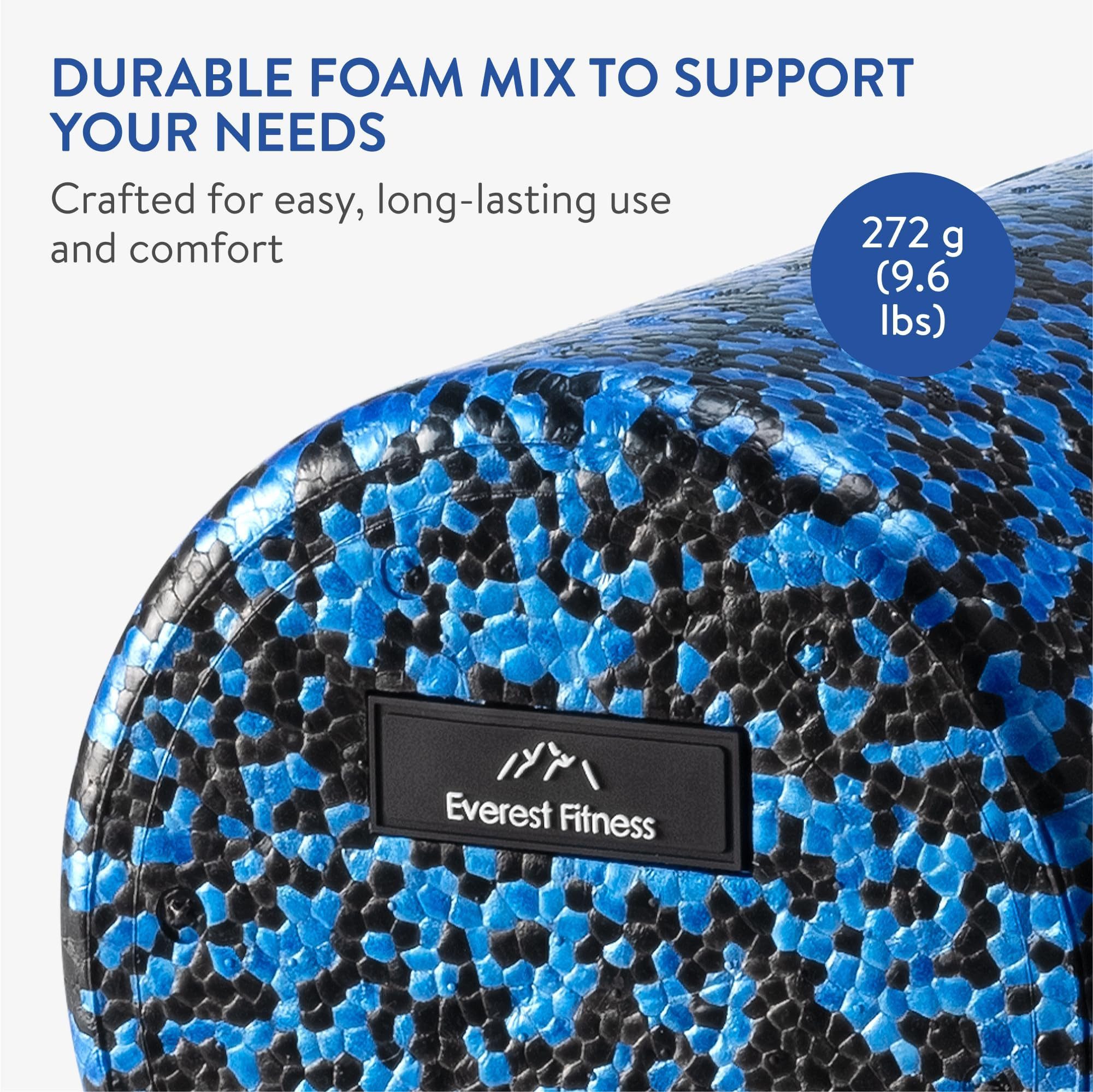 EVEREST FITNESS Faszienrolle Faszienrolle 60 cm Schwarz/Blau für Rücken, Beine und Pilates