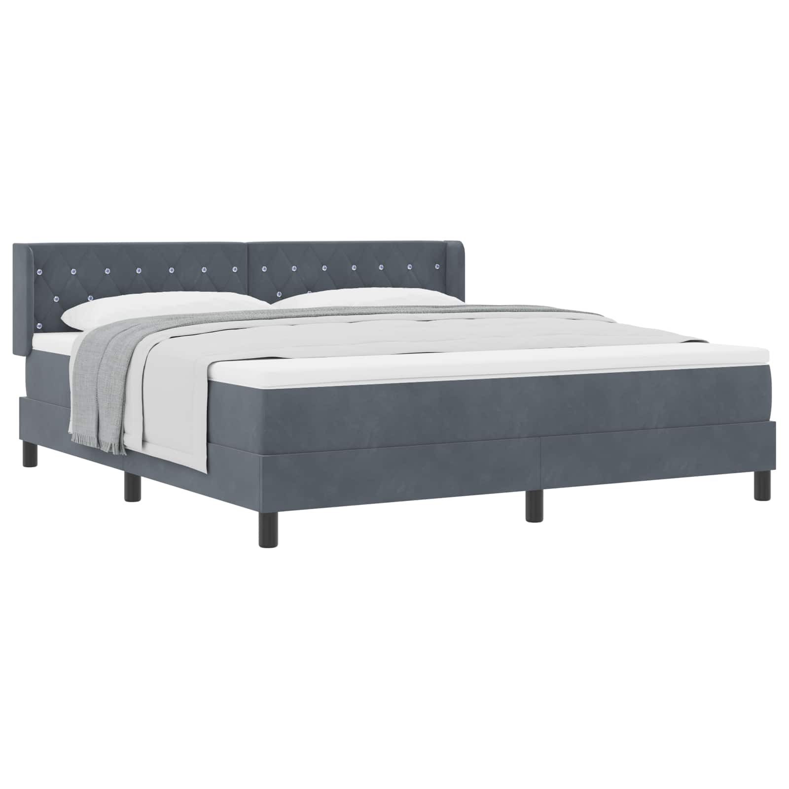 Bett Boxspringbett mit Kopfteil Dunkelgrau 200 x 180 cm Samt