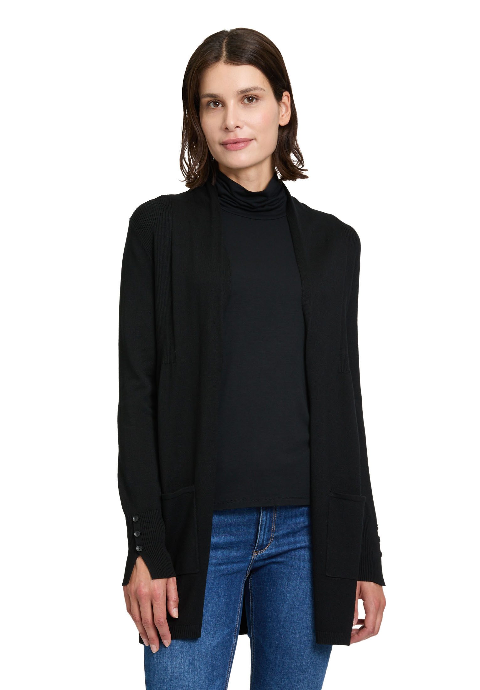 Strickjacke Betty Barclay Damen Longstrickjacke mit Rippenstruktur
