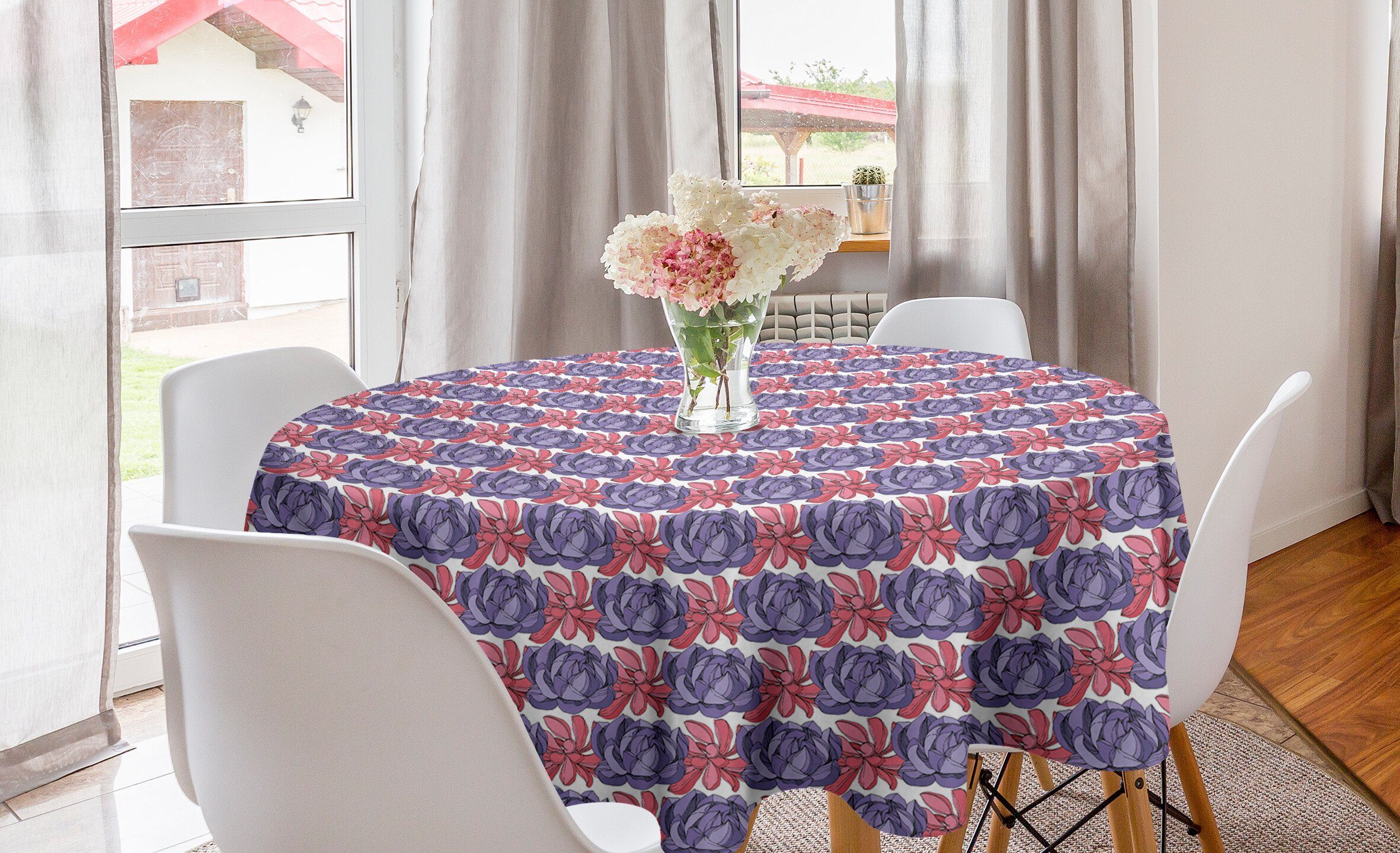 Küche für Tischdecke Dekoration, Abakuhaus Abdeckung Grafik-Bild-Wildblumen Esszimmer Tischdecke Kreis Blumen