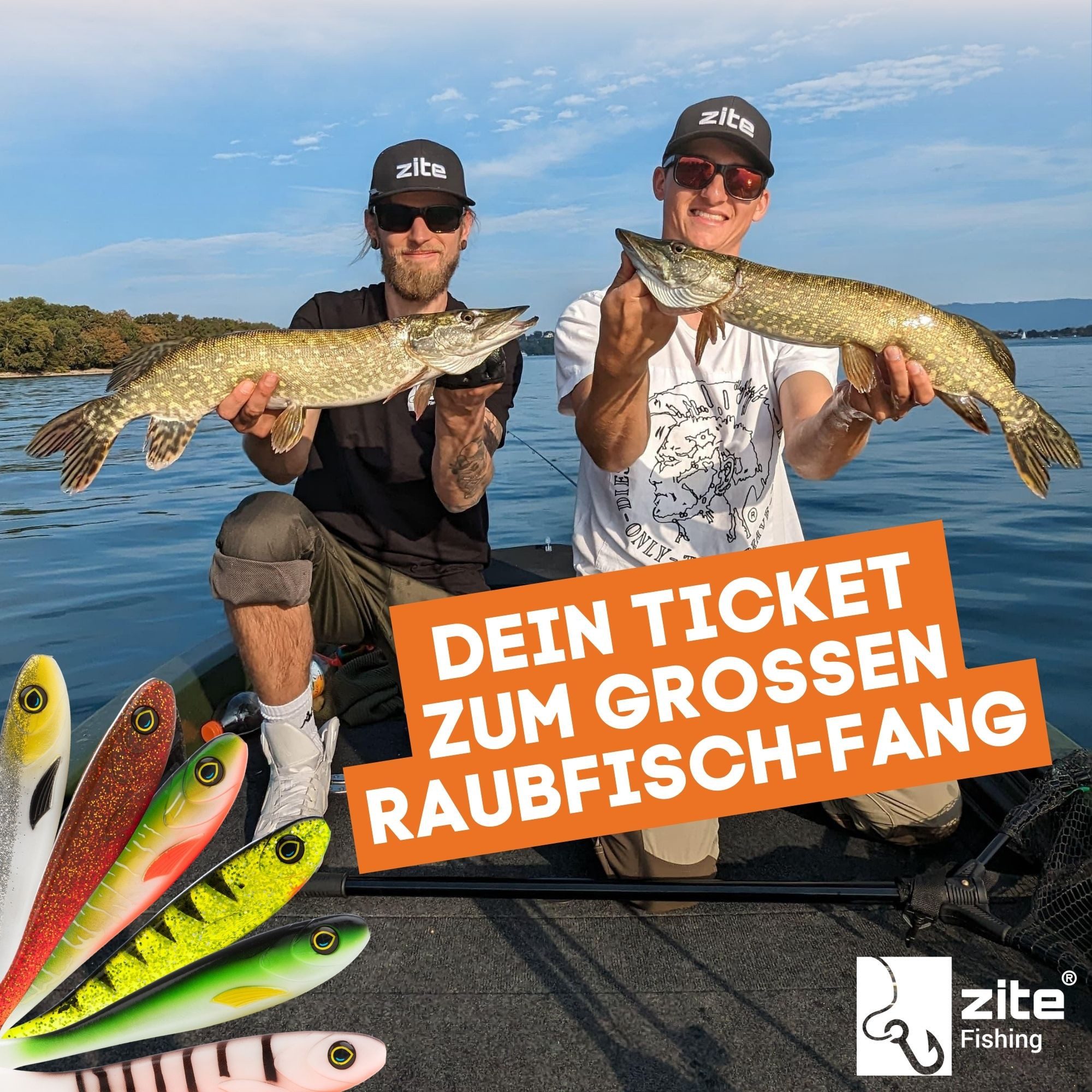 Zite Kunstköder Gummifisch Inzite Flanker Hecht-Shad Spinnfischen 18,5 cm 3er Set