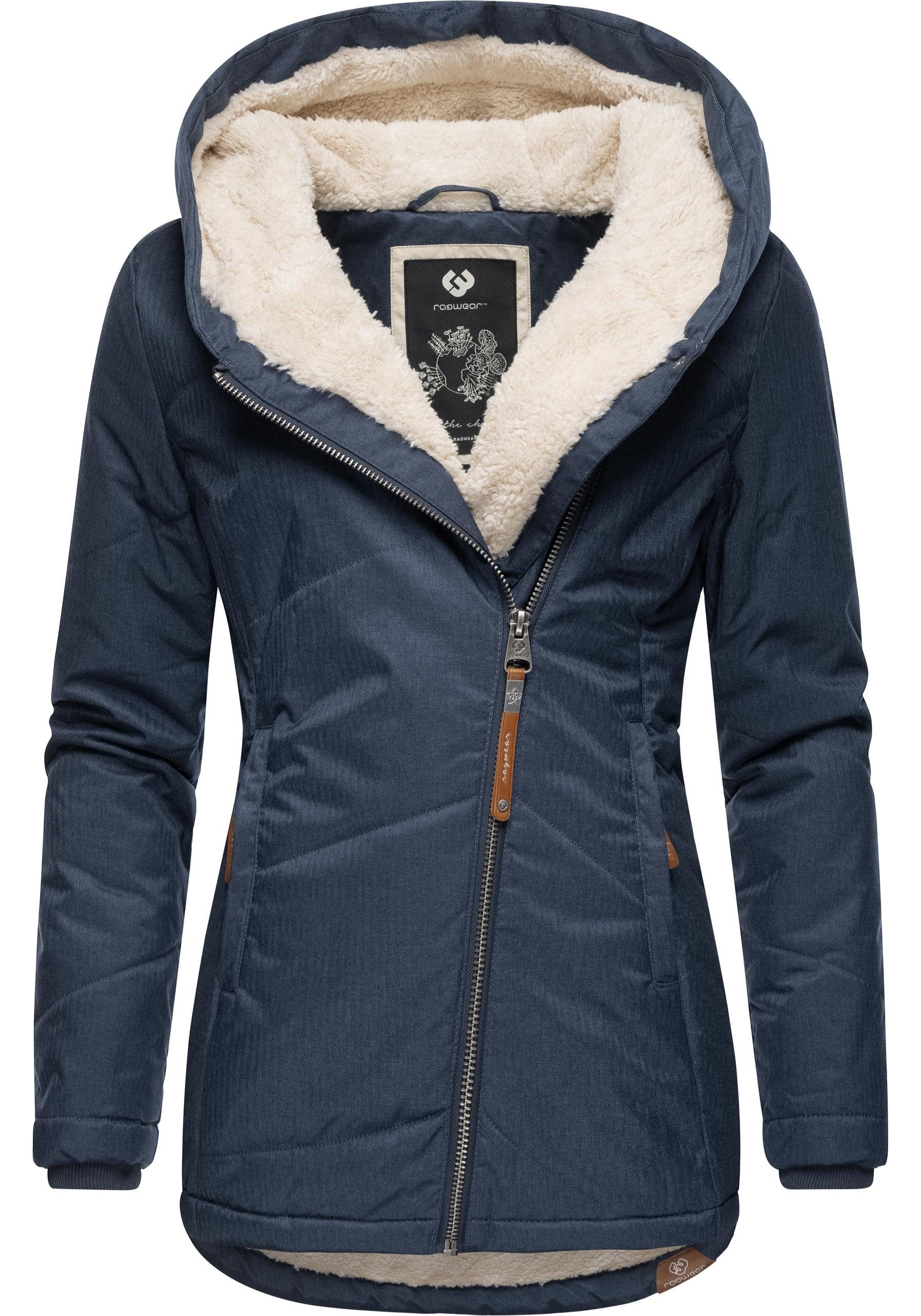 Ragwear Winterjacke Gordon sportliche, gefütterte Outdoorjacke m. Kapuze marine