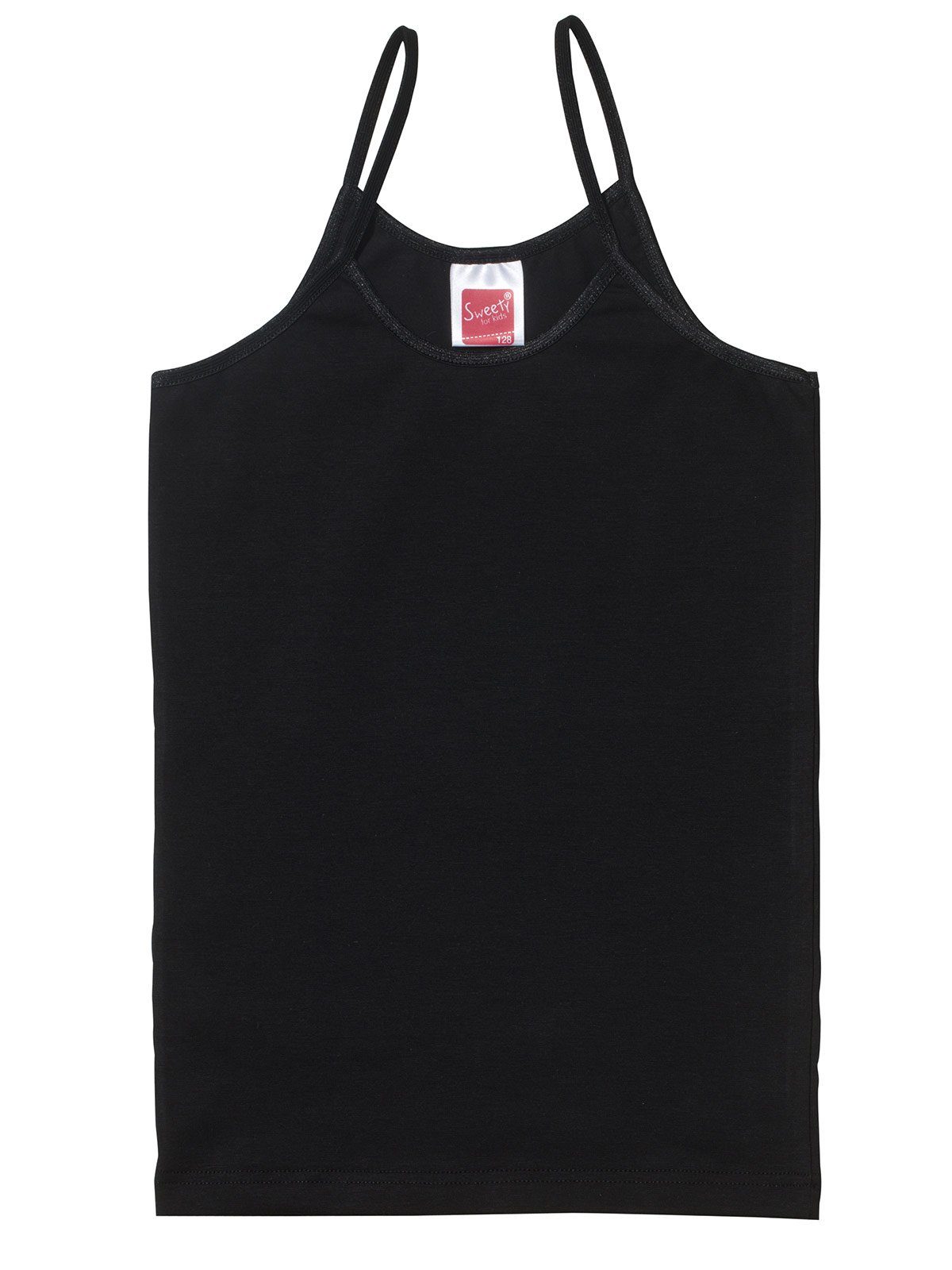 hohe weiss schwarz Feinripp Mädchen Unterhemd for 2er (Spar-Set, 2-St) Markenqualität Kids Sweety Sparpack Trägerhemd