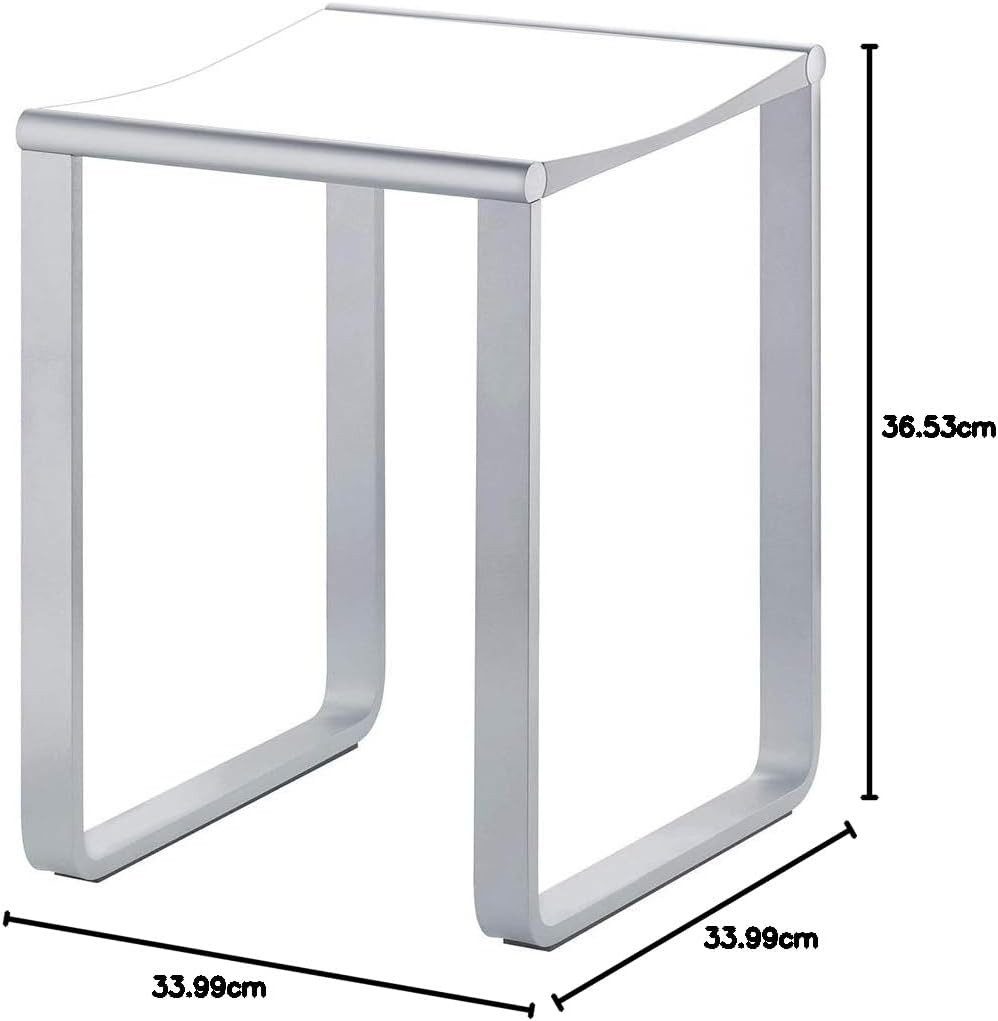 Keuco Dusch- und Badhocker Plan aus Aluminium, belastbar bis 100 kg, verchromt, bis 100 kg, Kunststoff Sitzfläche, 36,5 x 34 cm, weiß