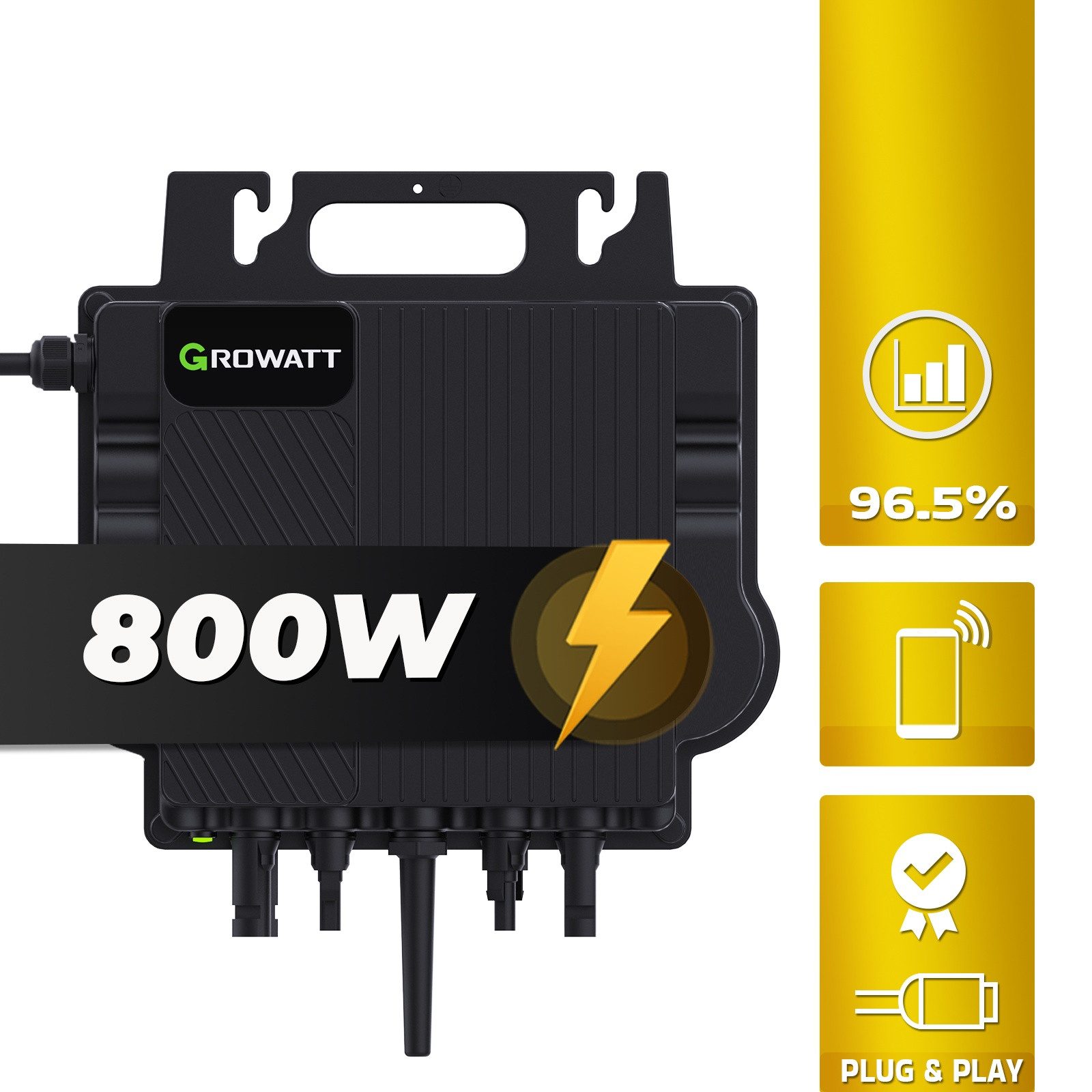 SUNNIVA Wechselrichter GROWATT Mikro-Wechselrichter 800 W NEO‑800M‑X, (für Balkonkraftwerk, IP67 wetterfest, Plug&Play Installation, 2 MPPT, WIFI Bluetooth, Micro Inverter)