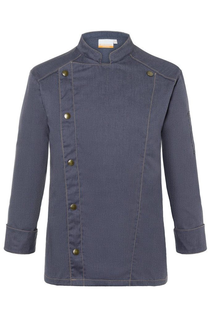 Kochjacke KARLOWSKY Herren Kochjacke JEANS-STYLE Modern-Fit Schwarz
