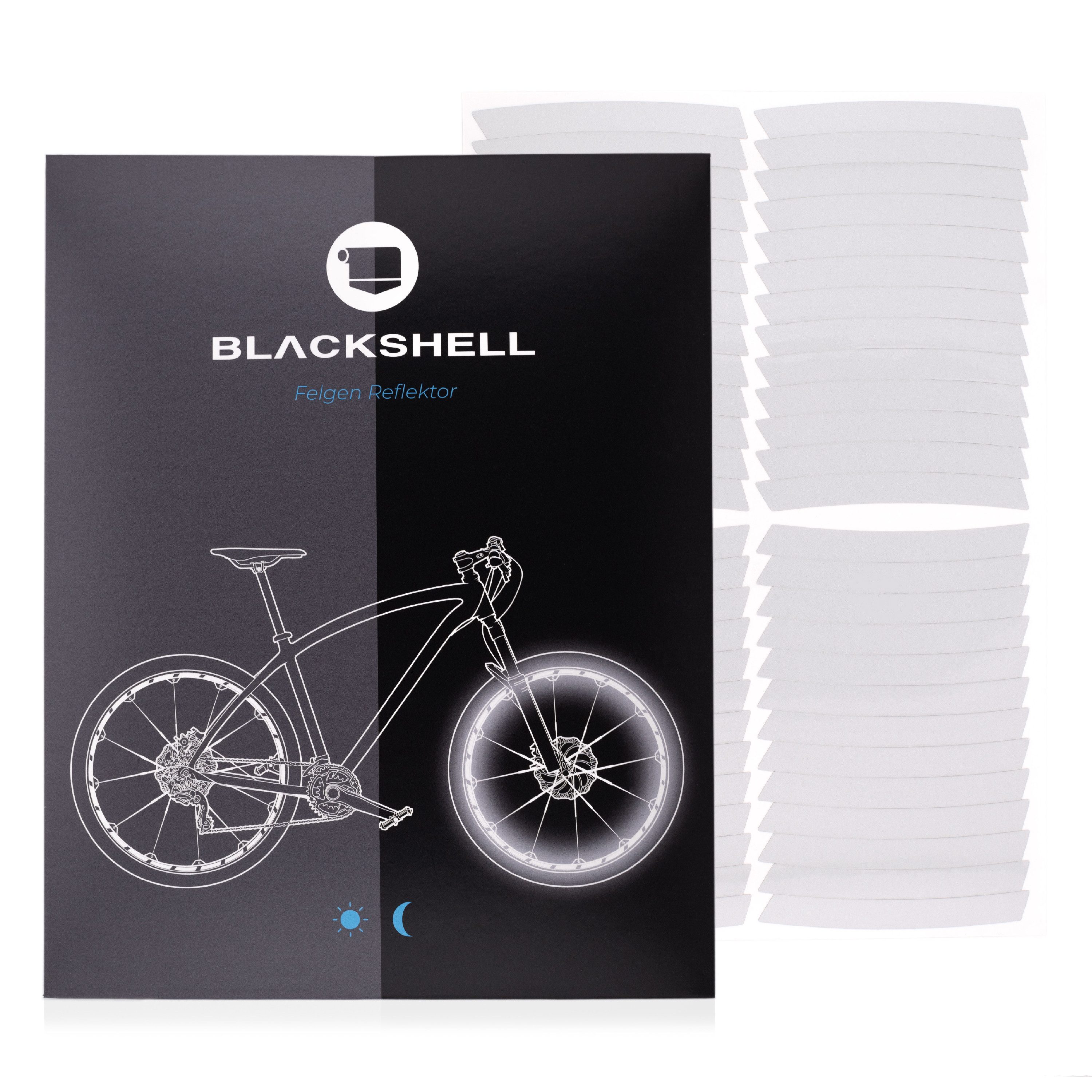 Blackshell Reflektor-Aufkleber Reflektierende Aufkleber für die Fahrradfelge passend für 26-29 Zoll