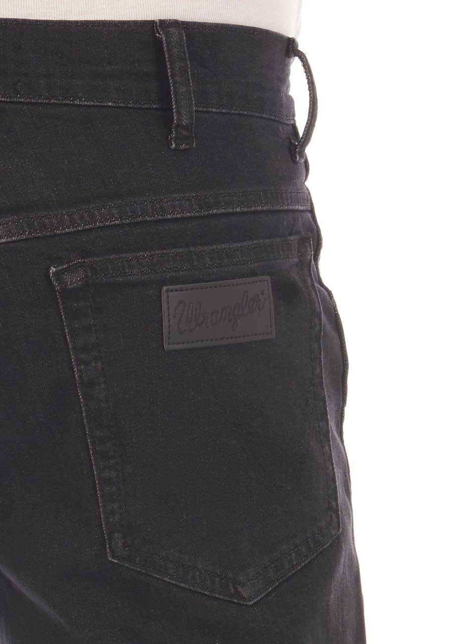 Wrangler Straight-Jeans Fit Hose mit Texas (WSS1HT240) Jeanshose Stretch Regular Stretch Cash Black Herren Denim