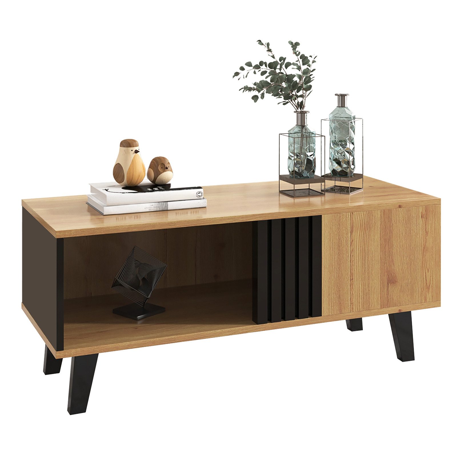 Yorbay Couchtisch Wohnzimmertisch mit 2 Schubladen, 100x60x45cm, Stylisher Beistelltisch mit 60 kg Tragkraft