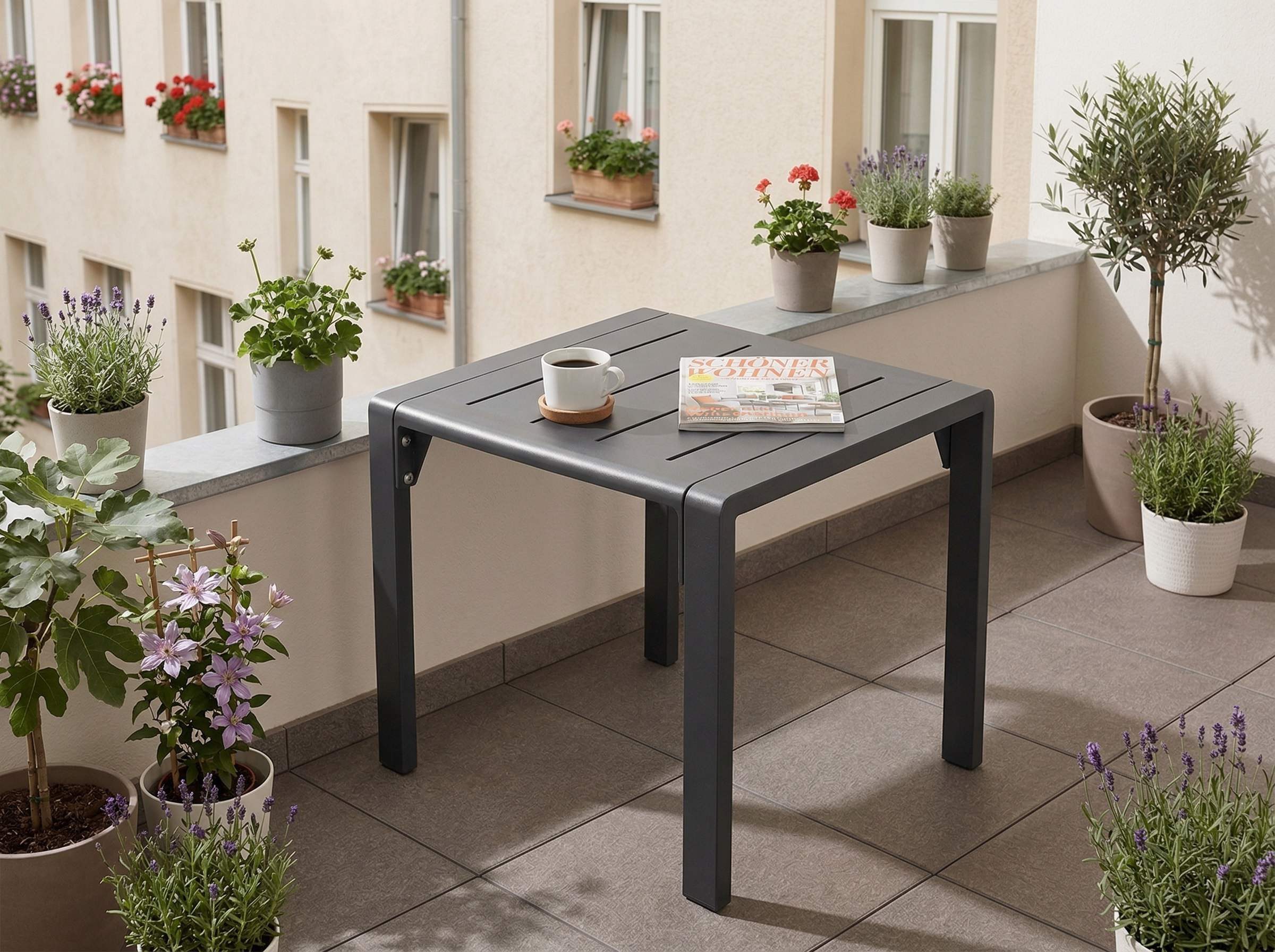 MeXo Gartenlounge-Set Lounge Gartenmöbelset Aluminium Wetterfest, (Couchtisch, 1-tlg., 44 x 44 x 41 cm), wetterfest Gartentisch für 1-2 Personen