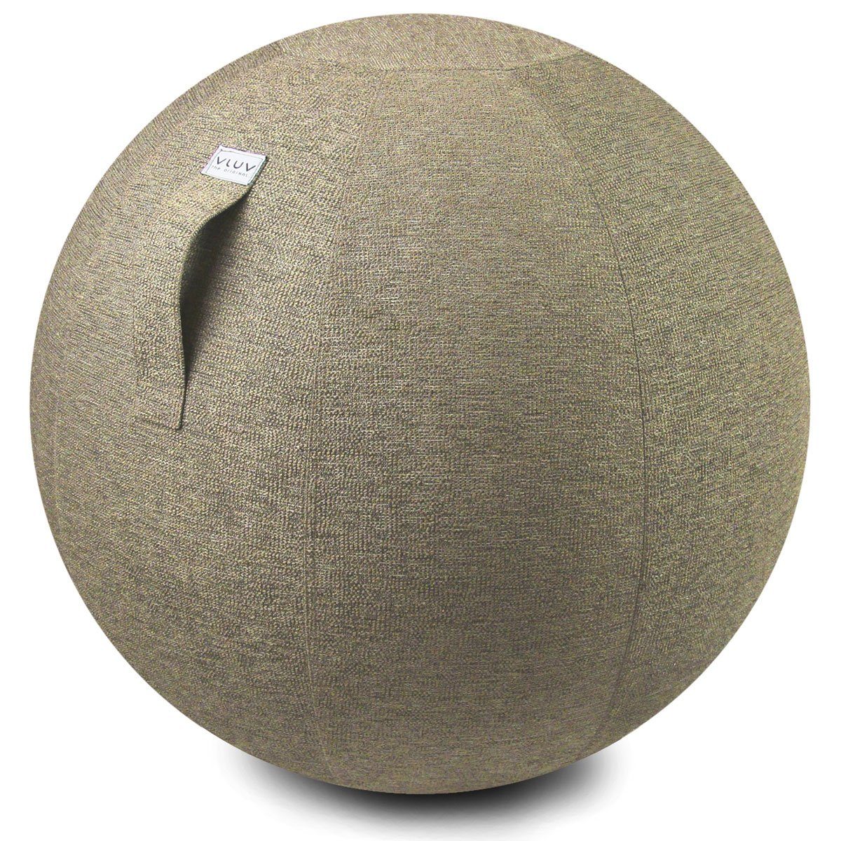VLUV Sitzball BOL STOV Stoff-Sitzball, ergonomisches Sitzmöbel für Büro und Zuhause, Farbe: Kiesel (beige), Ø 60cm - 65cm, hochwertiger Möbelbezugsstoff, robust und formstabil, mit Tragegriff
