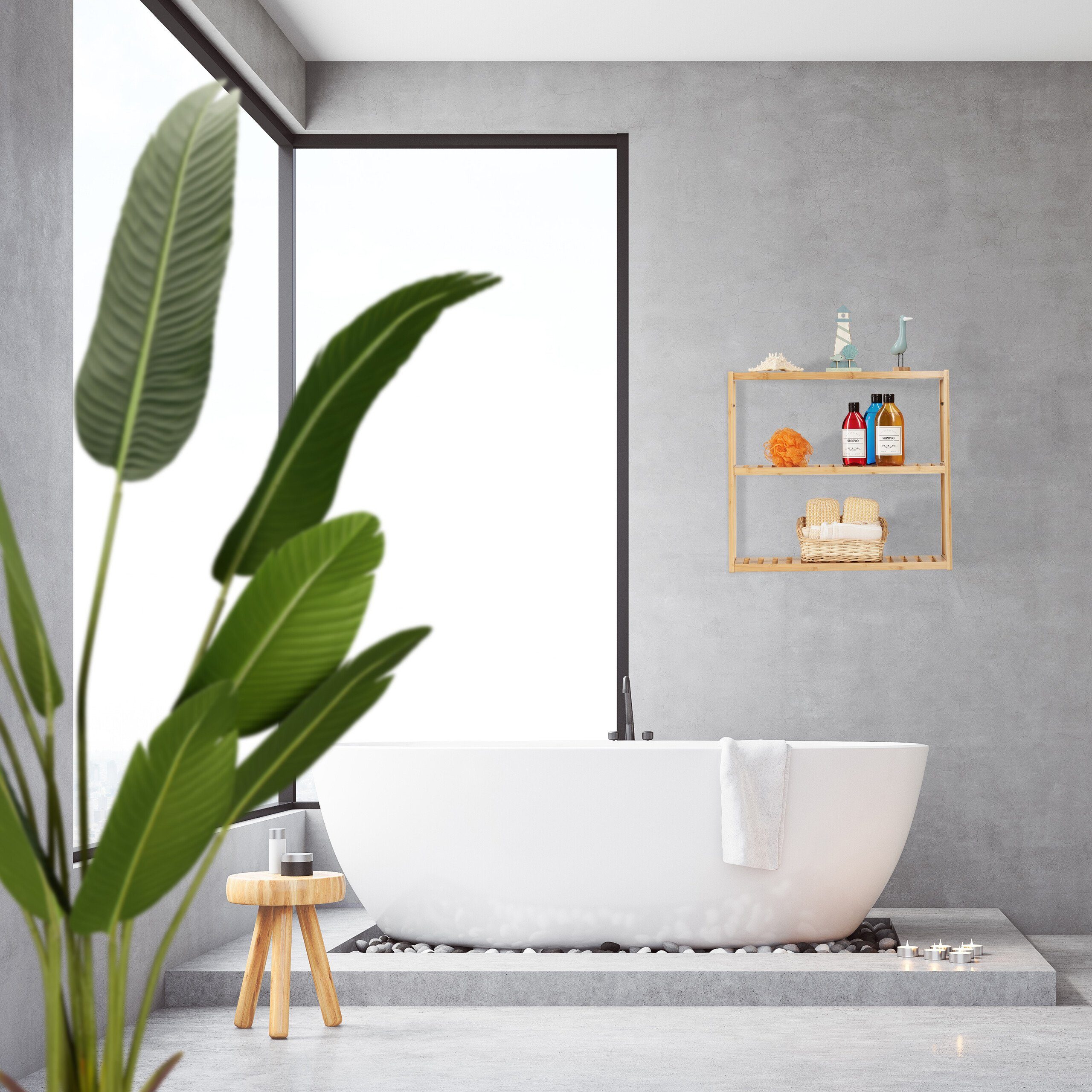 relaxdays Badregal Schmales Badregal mit 3 Ablagen günstig online kaufen