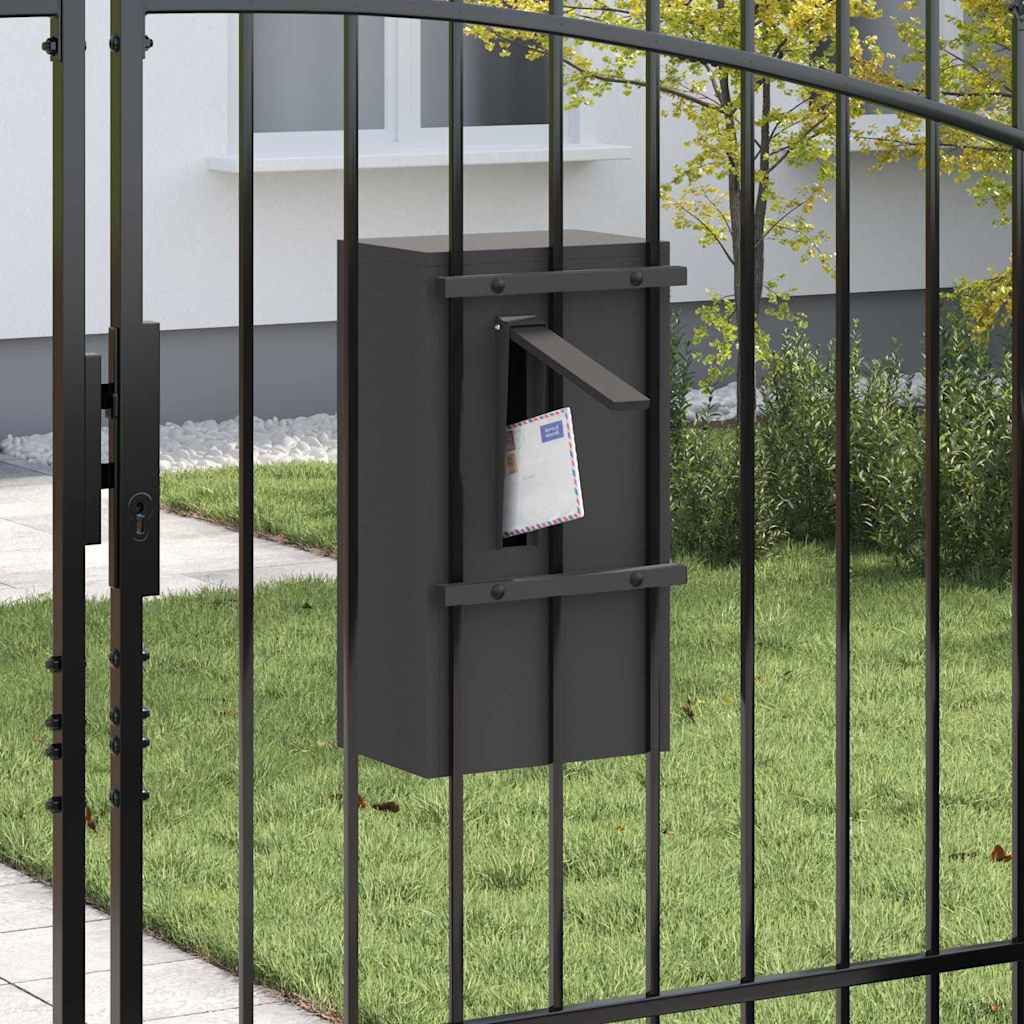 vidaXL Briefkasten Briefkasten mit Speicher mit Tür Schwarz 30 x 20 x 55 cm Stahl (1-St)