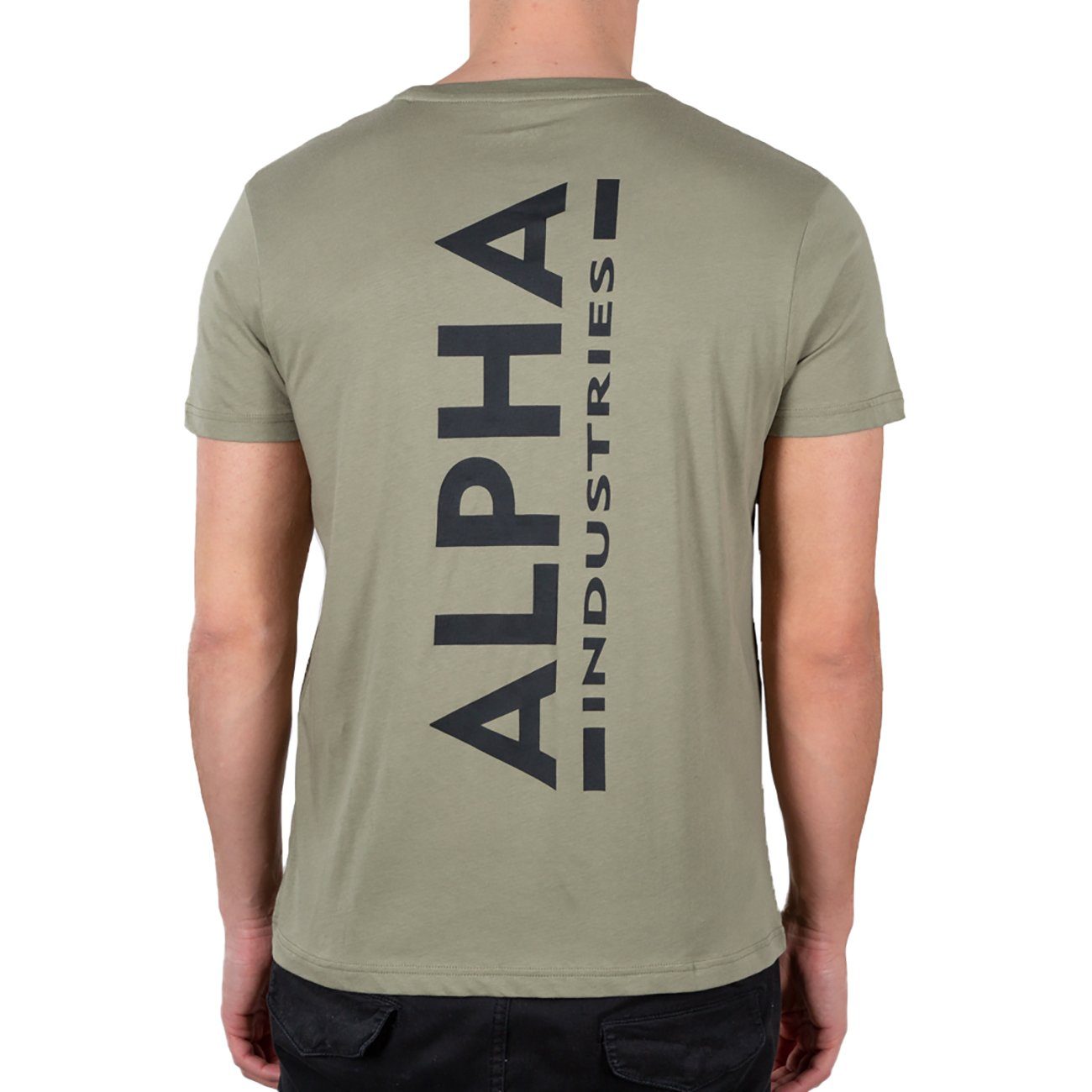 Alpha Industries T-Shirt Alpha Industries Herren T-Shirt Backprint (1-tlg) olive/black