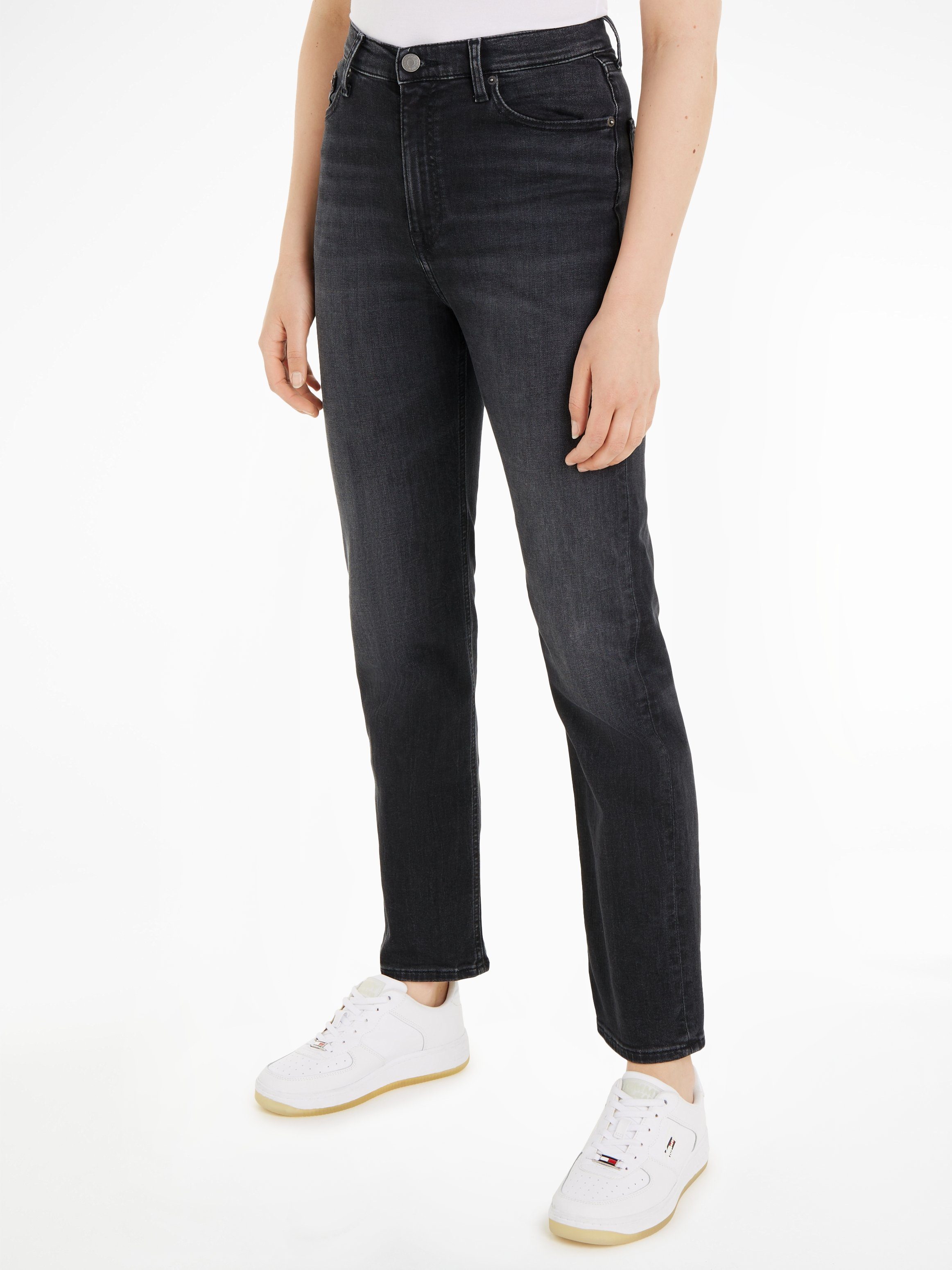 mit AH1280 Jeans Straight-Jeans Tommy STR JULIE Logostickerei UH