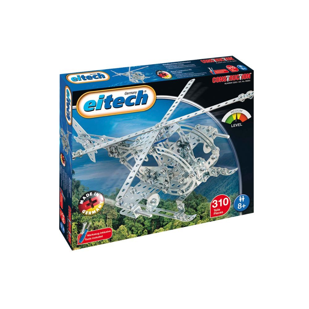 Eitech eitech Hubschrauber 00205 Metallbaukasten, (Konstruktionsspielzeug, 310 St., Modellbausatz Militärhubschrauber), Made in Germany