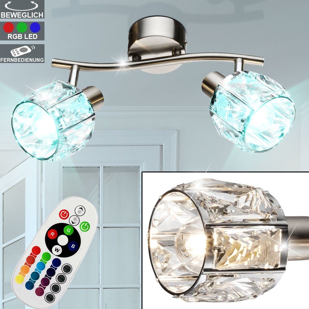 etc-shop LED Wandleuchte, Leuchtmittel inklusive, Fernbedienung Set Kristall verstellbar dimmbar Leuchte Warmweiß, Lampe im Farbwechsel, Decken
