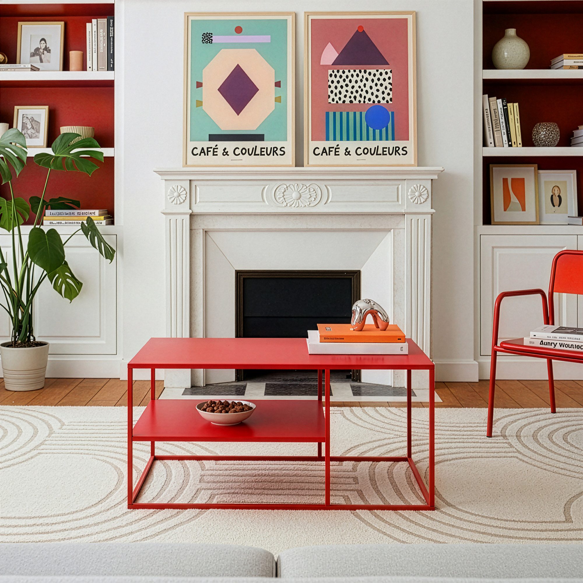 en.casa Couchtisch, »Solund« Beistelltisch Stahl 45x90x60 cm Rot