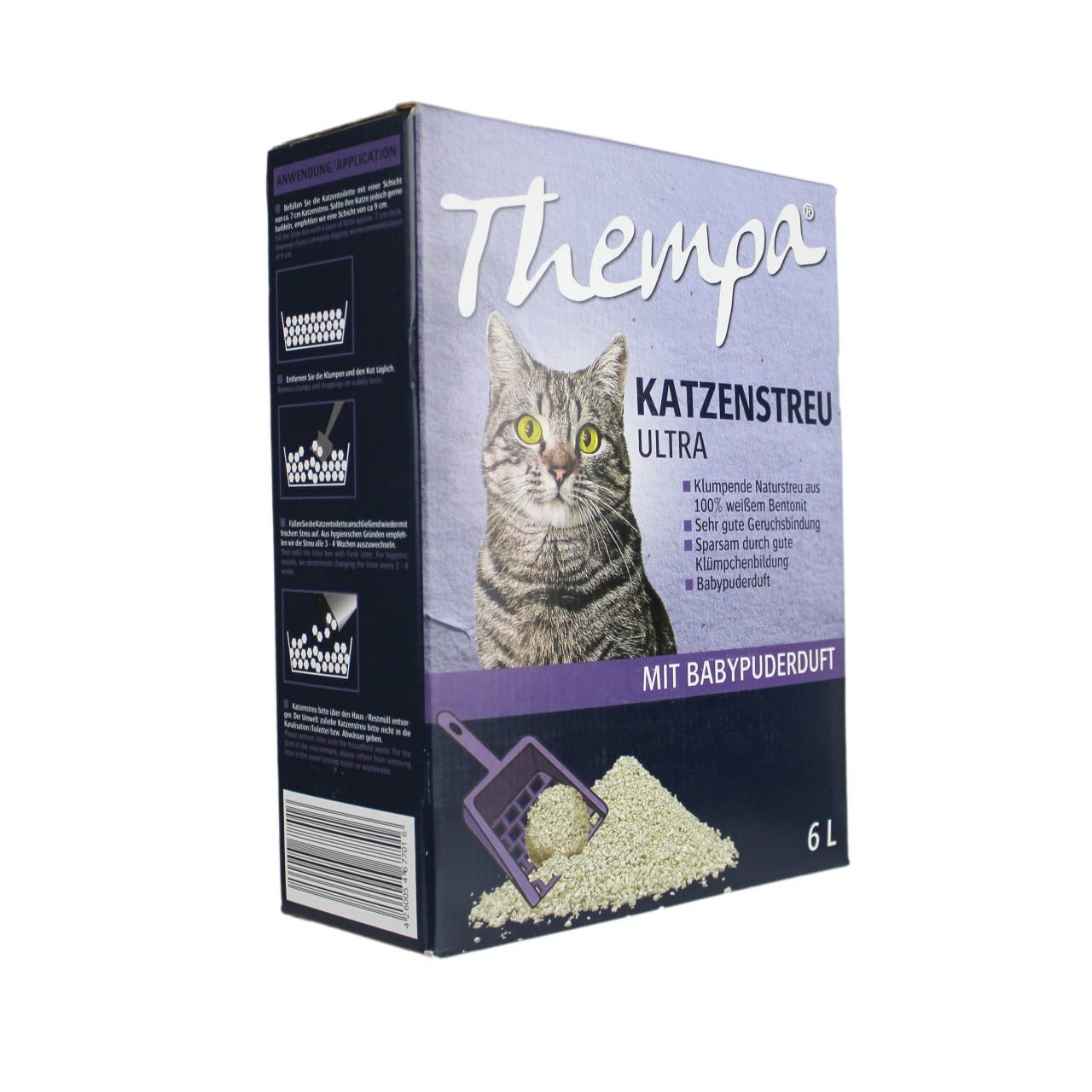 Thempa Katzenstreu Thempa Katzenstreu Ultra mit Babypuderduft 6 L