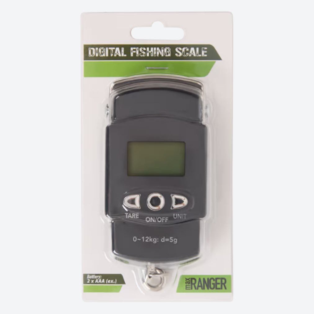 Spectrum Fischwaage Digitale Fischwaage mit Massband Hängewaage Fishing Scale, Tragkraft 12 kg
