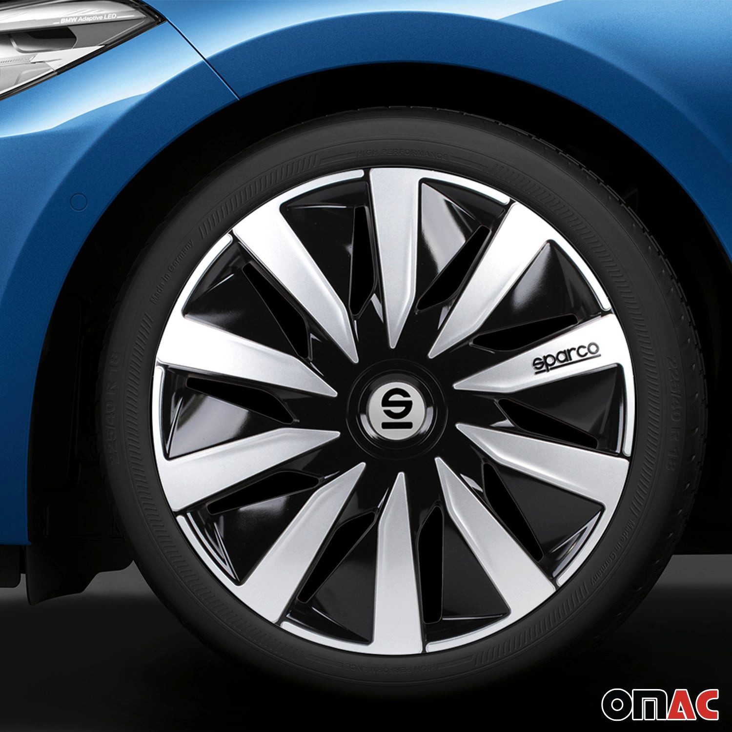 OMAC Radkappen Sparco 14 Zoll Roma Silber Grau 4tlg, (4-St) Einfache Installation, Haltbar