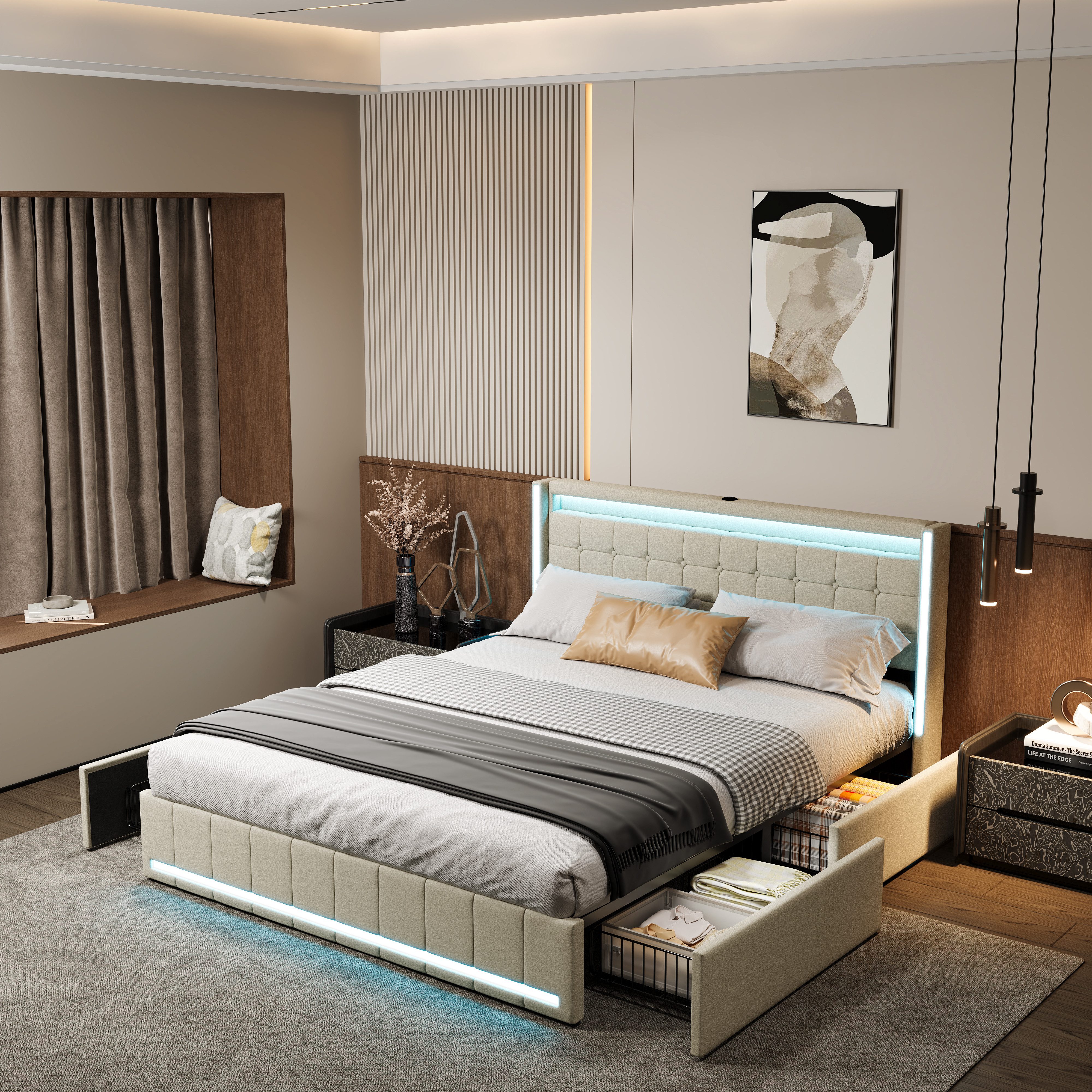 PXloue Polsterbett Design Bett Stauraumbett Doppelbett günstig online kaufen