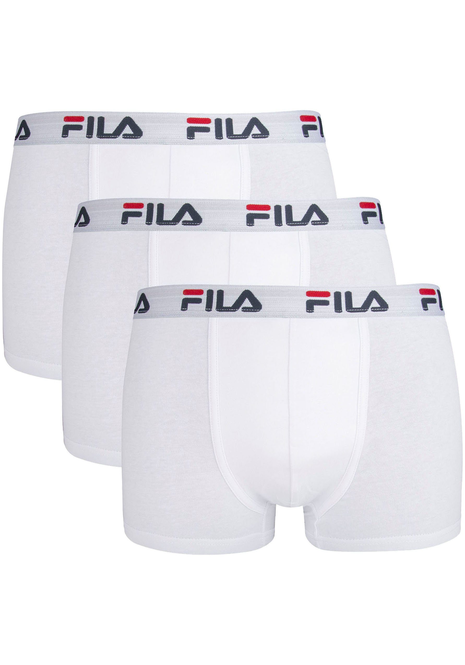 Fila Boxershorts (Packung, 3-St) mit elastischem Logobund weiß