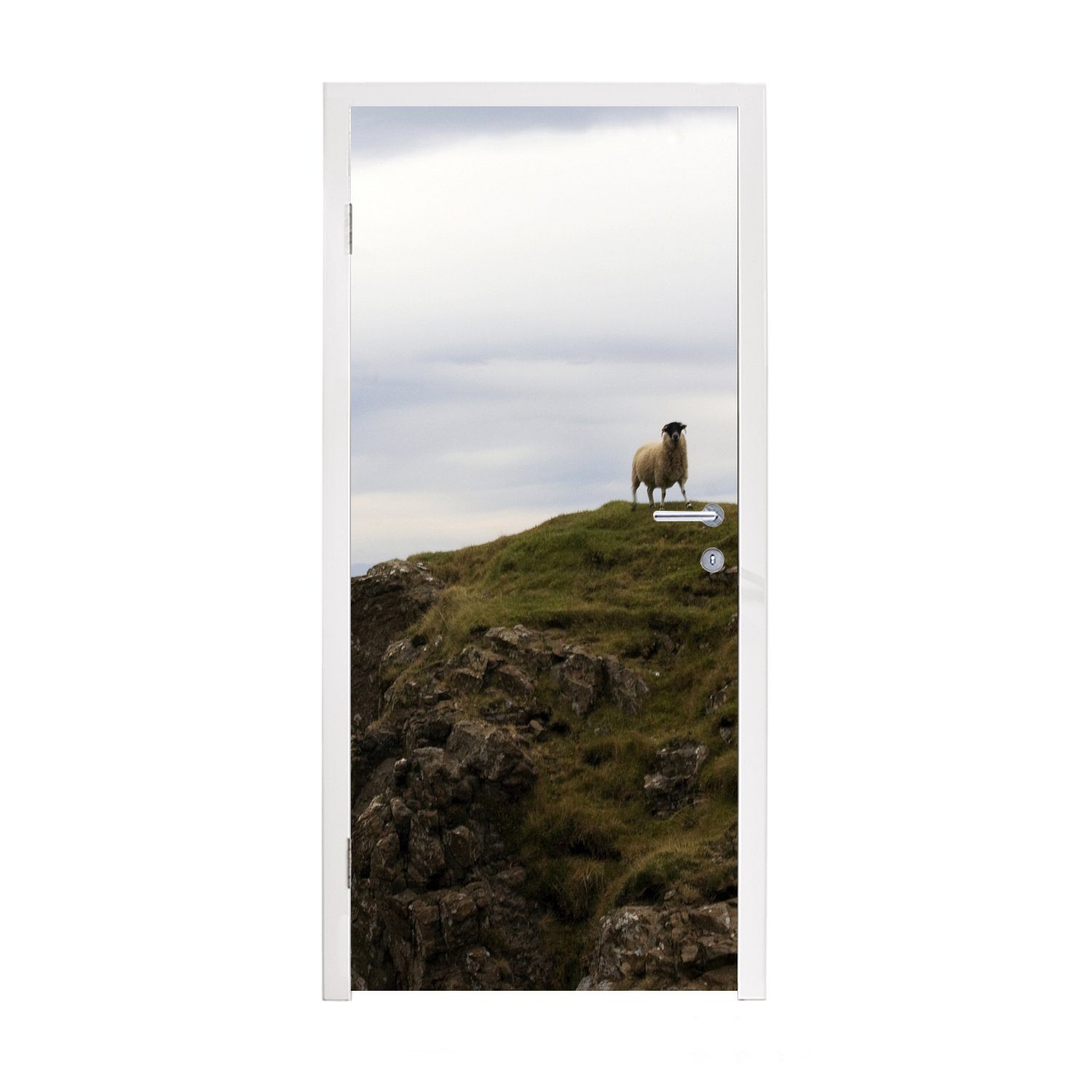 MuchoWow Türtapete Schafe auf Skye, Matt, bedruckt, (1 St), Fototapete für Tür, Türaufkleber, 75x205 cm