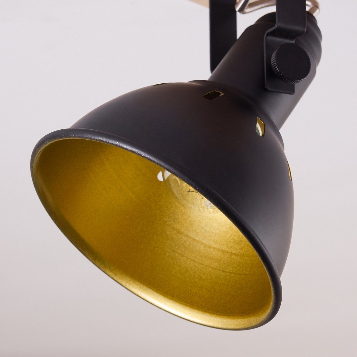 sind 2-flammiger aus Deckenleuchte Retro hofstein »Arazane« schwarz-gold Leuchtenköpfe Deckenlampe, ohne dreh-/schwenkbar Metall die und Holz, 2xE14, Leuchtmittel,