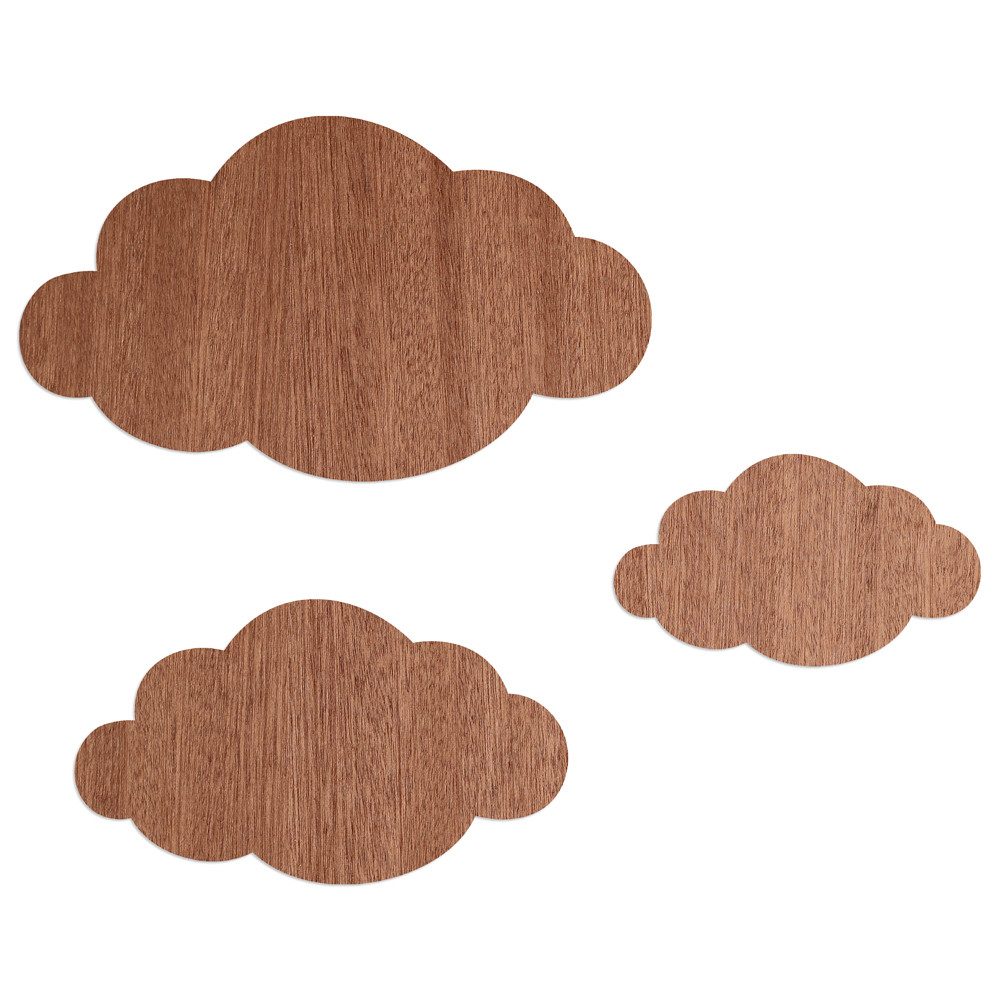 WANDStyle Wanddekoobjekt "Wolken" aus Holz, Mahagoni-Furnier