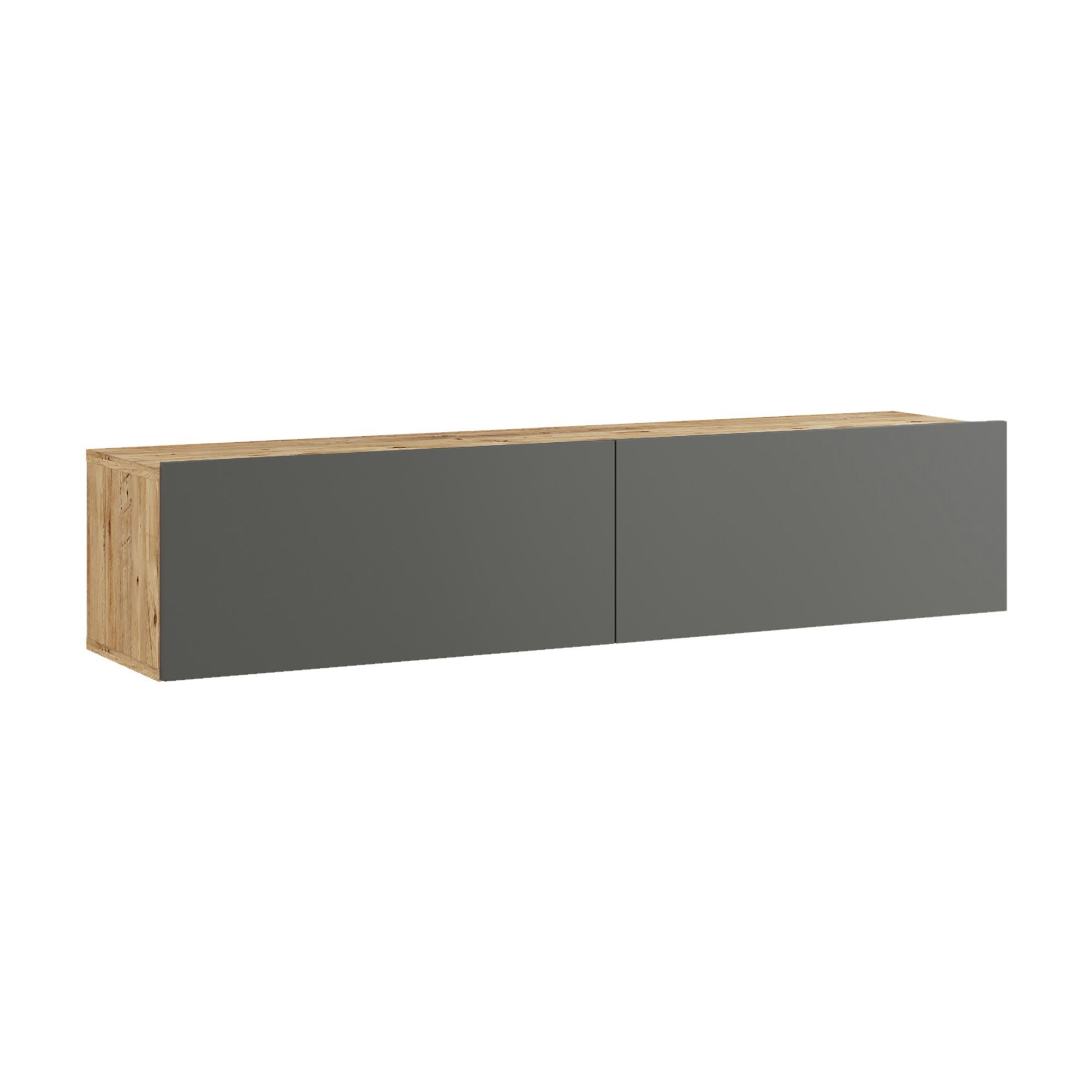 en.casa TV-Schrank »Lapinlahti« 140x31,5x29,5cm Eiche rustikal/Anthrazit