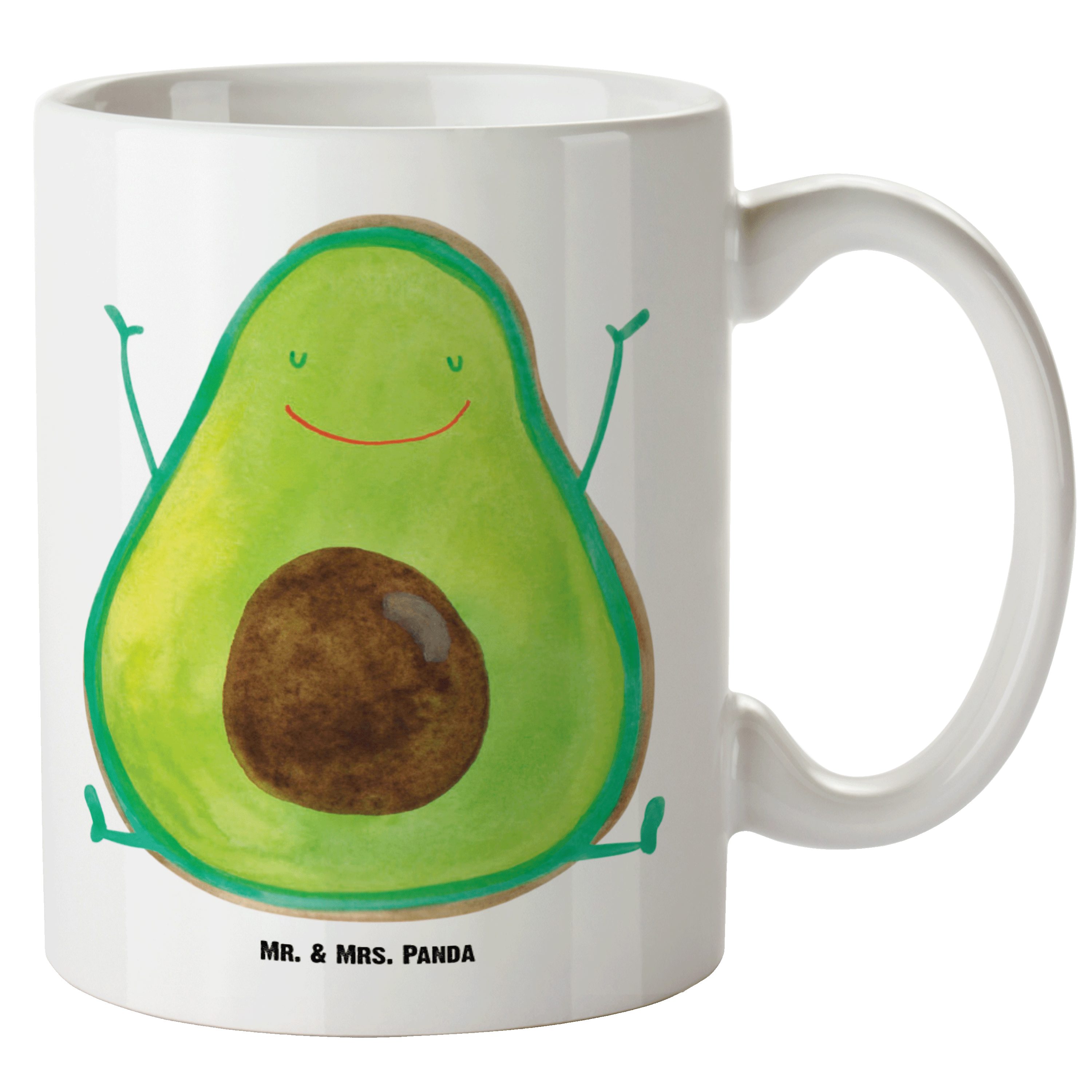 Mr. & Mrs. Panda Tasse Avocado Happy - Weiß - Geschenk, Große Tasse, Jumbo Tasse, XL Teetass, XL Tasse Keramik
