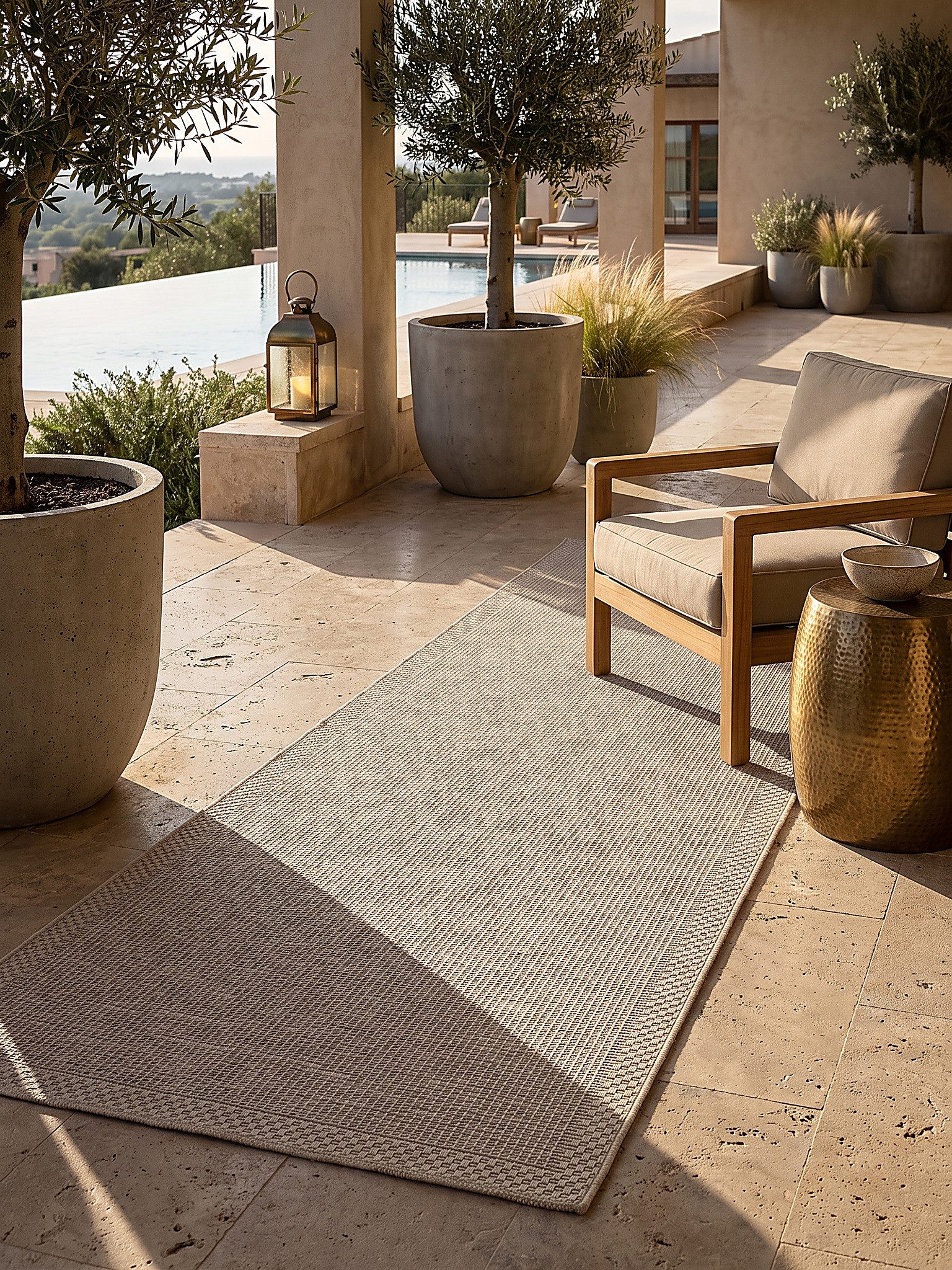 KADIMA DESIGN Teppich ESERA Teppichläufer Beige 80x150 Uni Polypropylen Wohnzimmer, Läufer, Höhe: 4 mm, Strapazierfähig, Pflegeleicht, Farbecht, Wetterfest, UV- – Bild 5 von 5