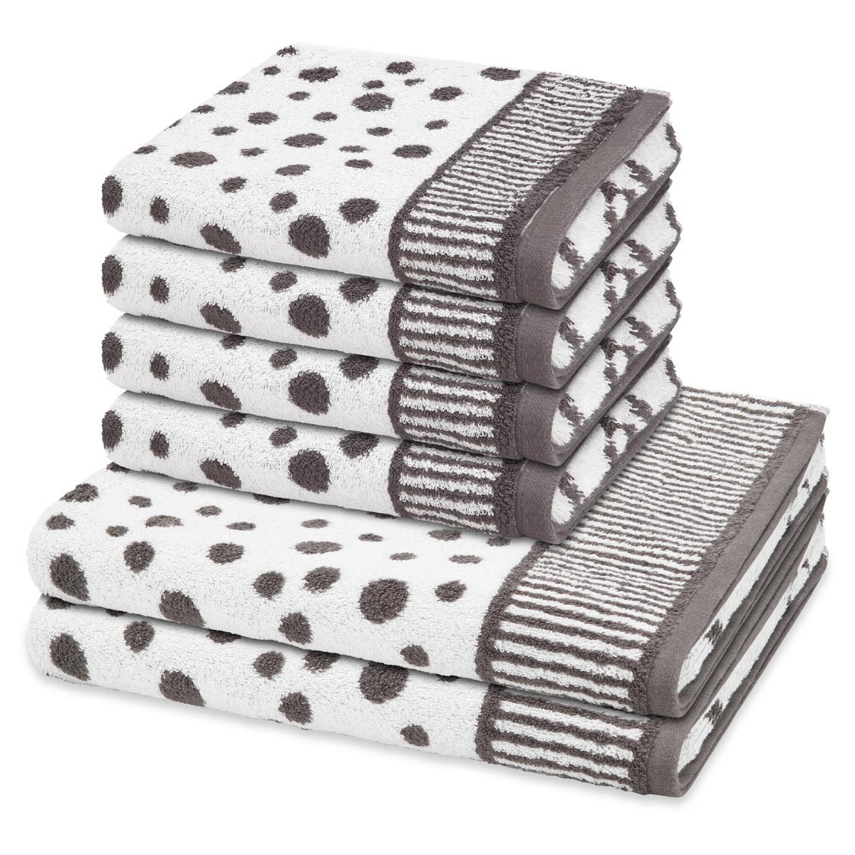 ROSS Handtuch Set Punkte allover, Frottee (Spar-Set, 6-St), 4 X Handtuch 2 X Duschtuch im Set - Baumwolle - Saugstark